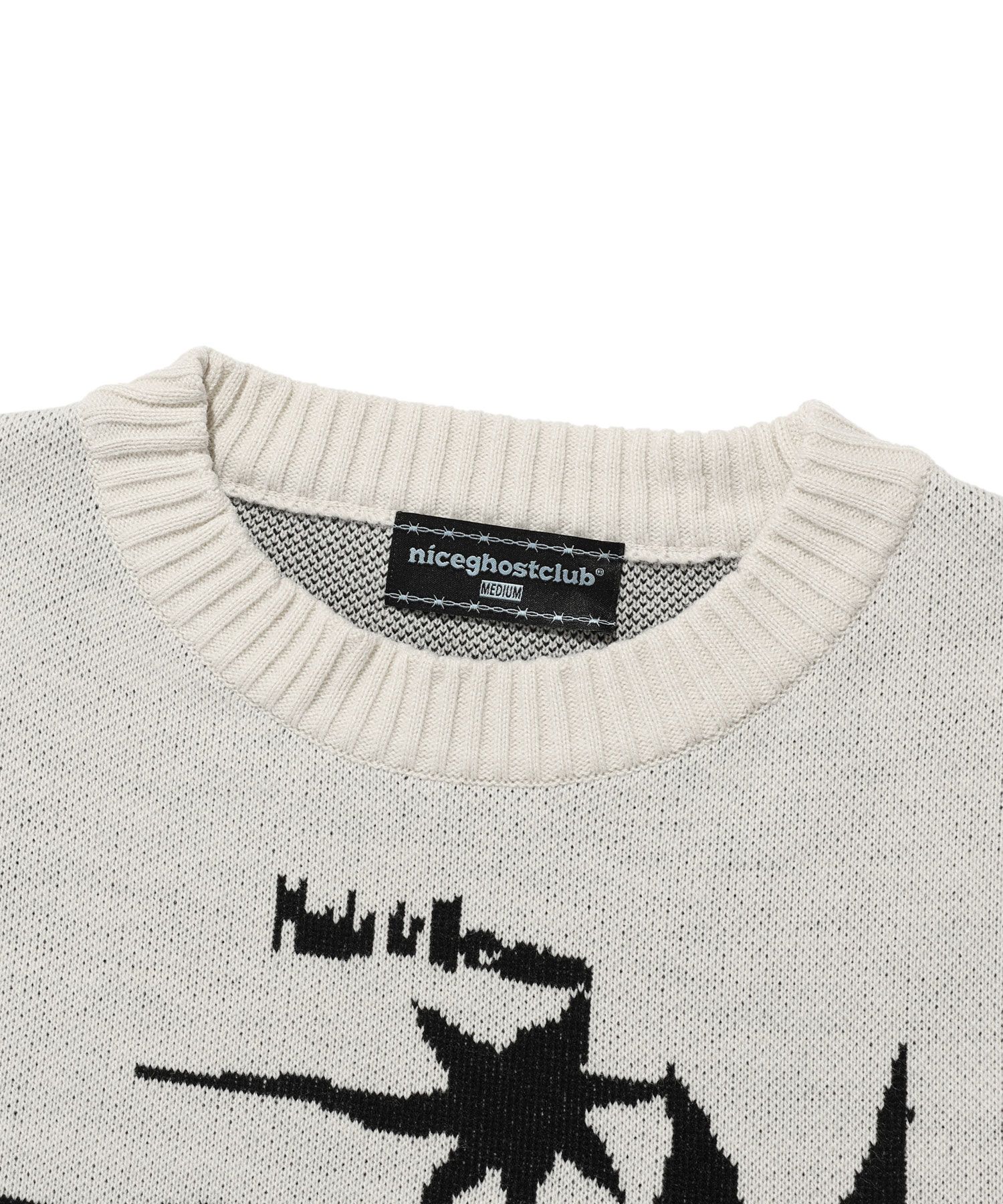 ★Nice Ghost Club★TORNADO LOGO KNIT MUSINSA | NICE GHOST CLUB TORNADO LOGO KNIT_IVORY(NG2DFUK607A)