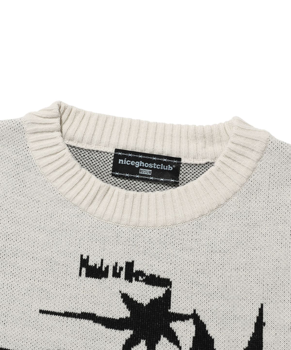나이스고스트클럽(NICEGHOSTCLUB) TORNADO LOGO KNIT_IVORY(NG2DFUK607A)