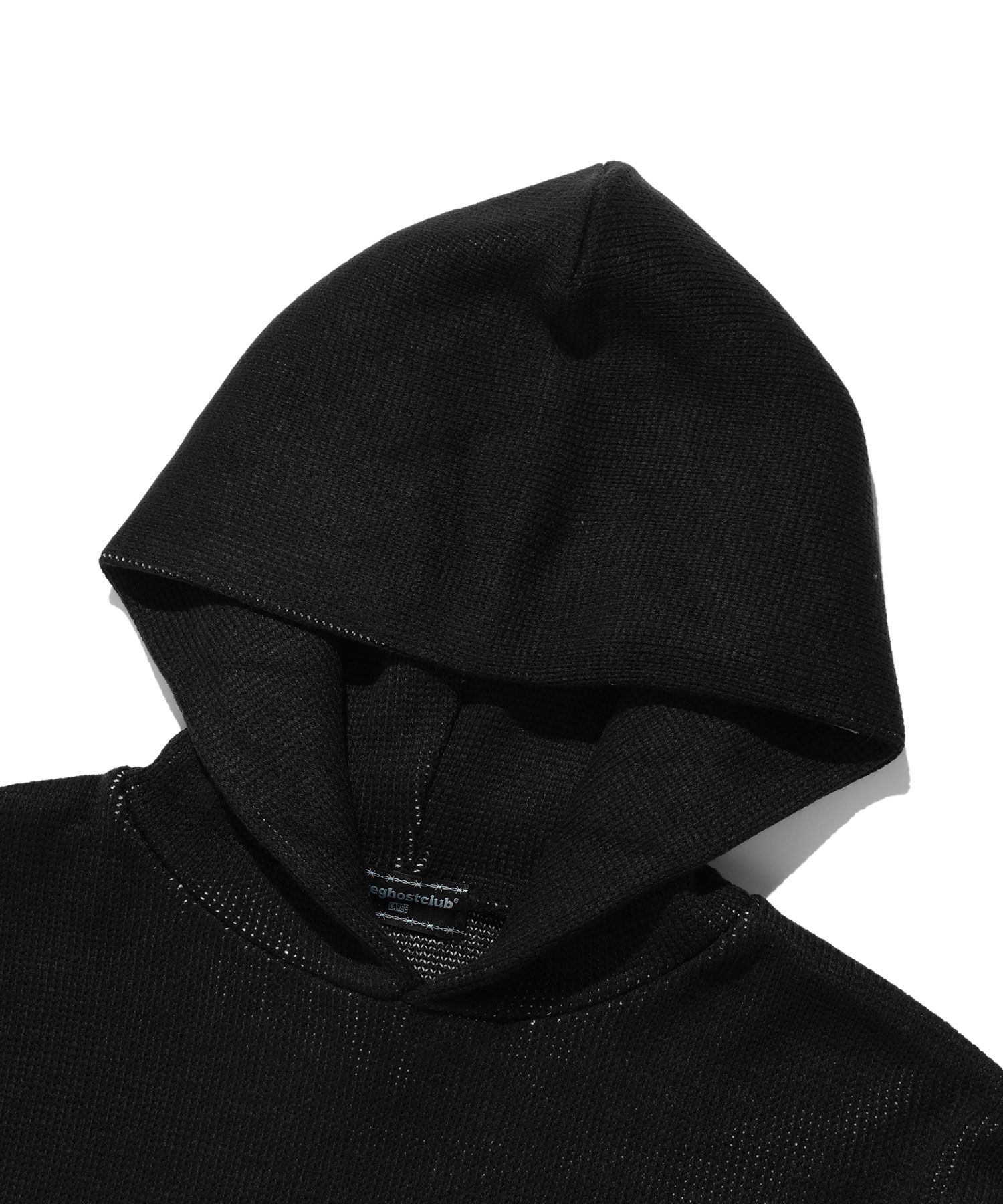 MUSINSA | NICE GHOST CLUB 3STARS LOGO KNIT HOODIE_BLACK