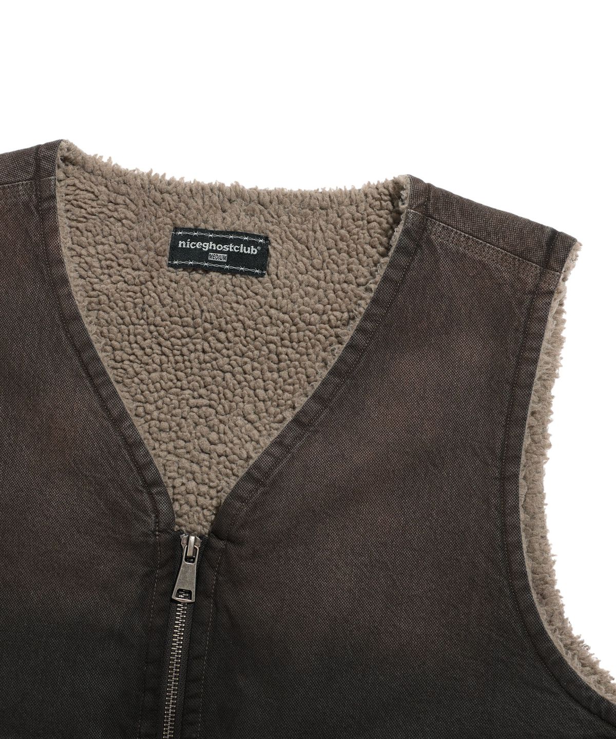 나이스고스트클럽(NICEGHOSTCLUB) COTTON WASHED VEST_BROWN(NG2DFUB990A)