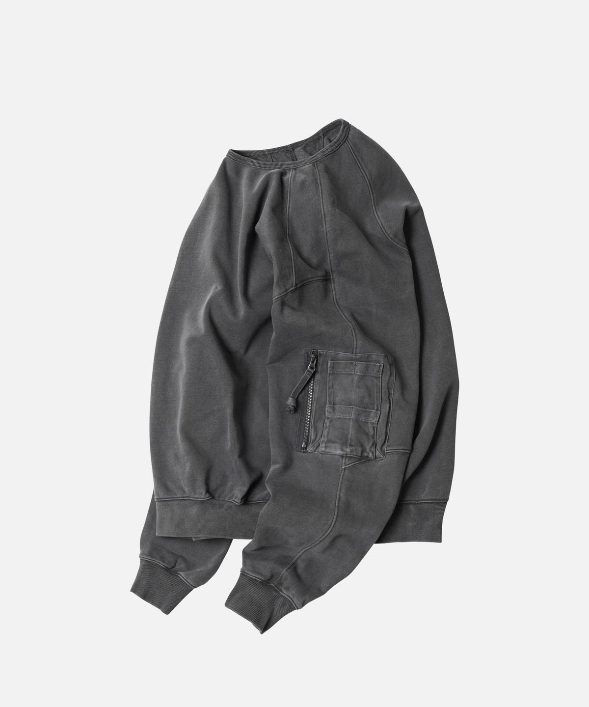 프리즘웍스(FRIZMWORKS) PIGMENT DYEING MIL SWEATSHIRT _ CHARCOAL