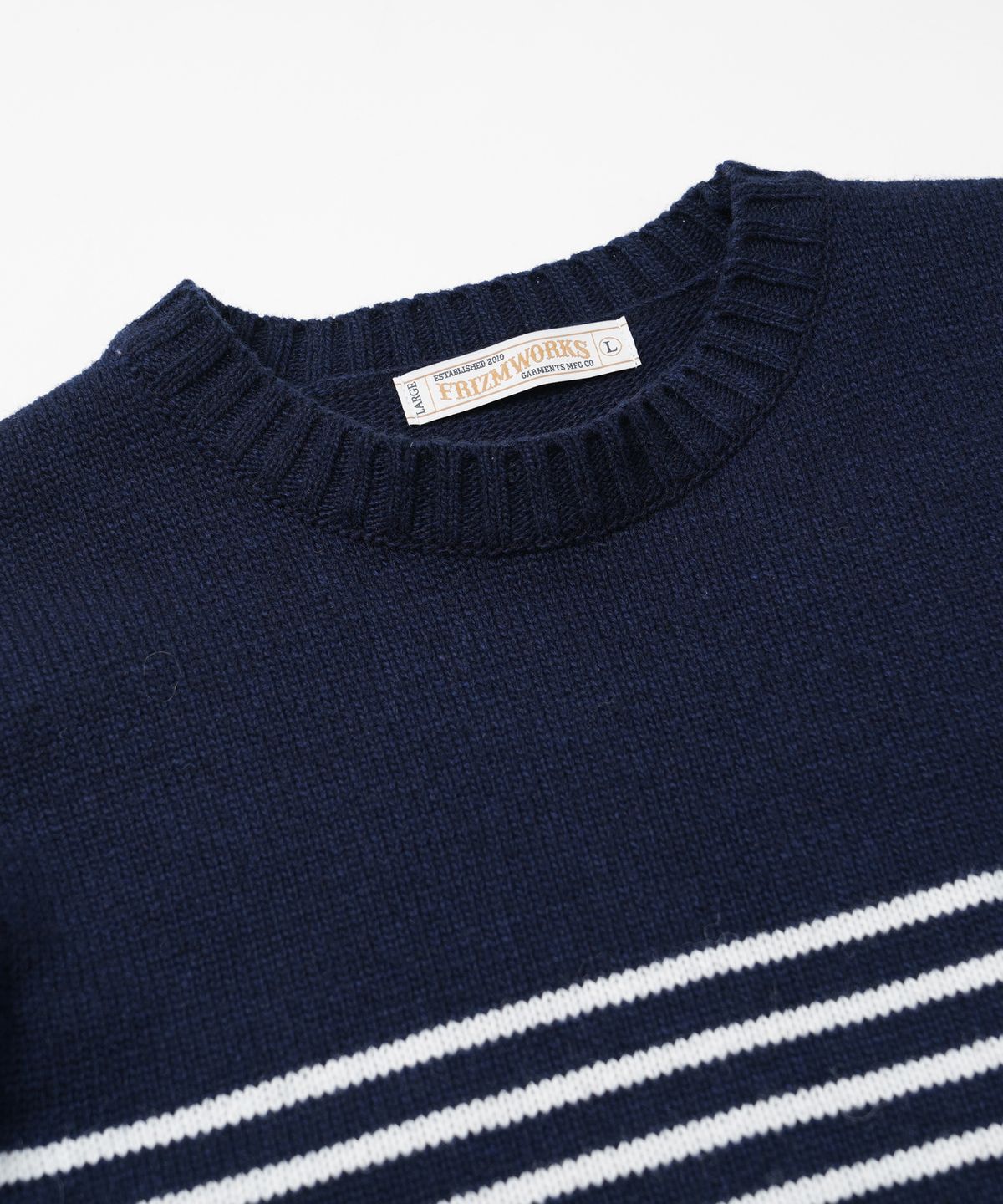 프리즘웍스(FRIZMWORKS) WOOL STRIPE RELAX KNIT _ NAVY