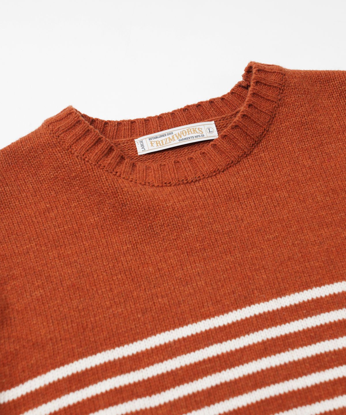 프리즘웍스(FRIZMWORKS) WOOL STRIPE RELAX KNIT _ BRICK