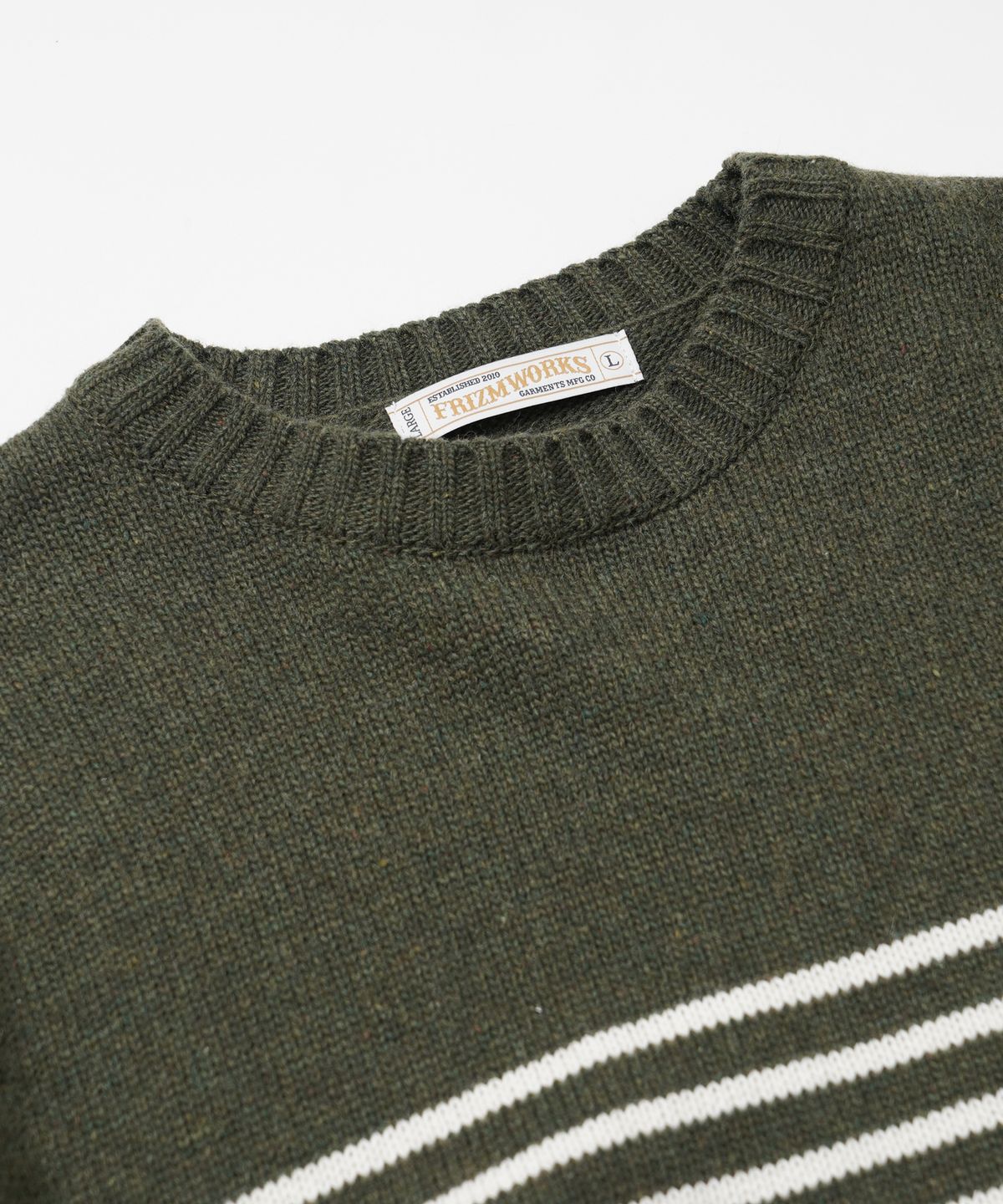 프리즘웍스(FRIZMWORKS) WOOL STRIPE RELAX KNIT _ OLIVE