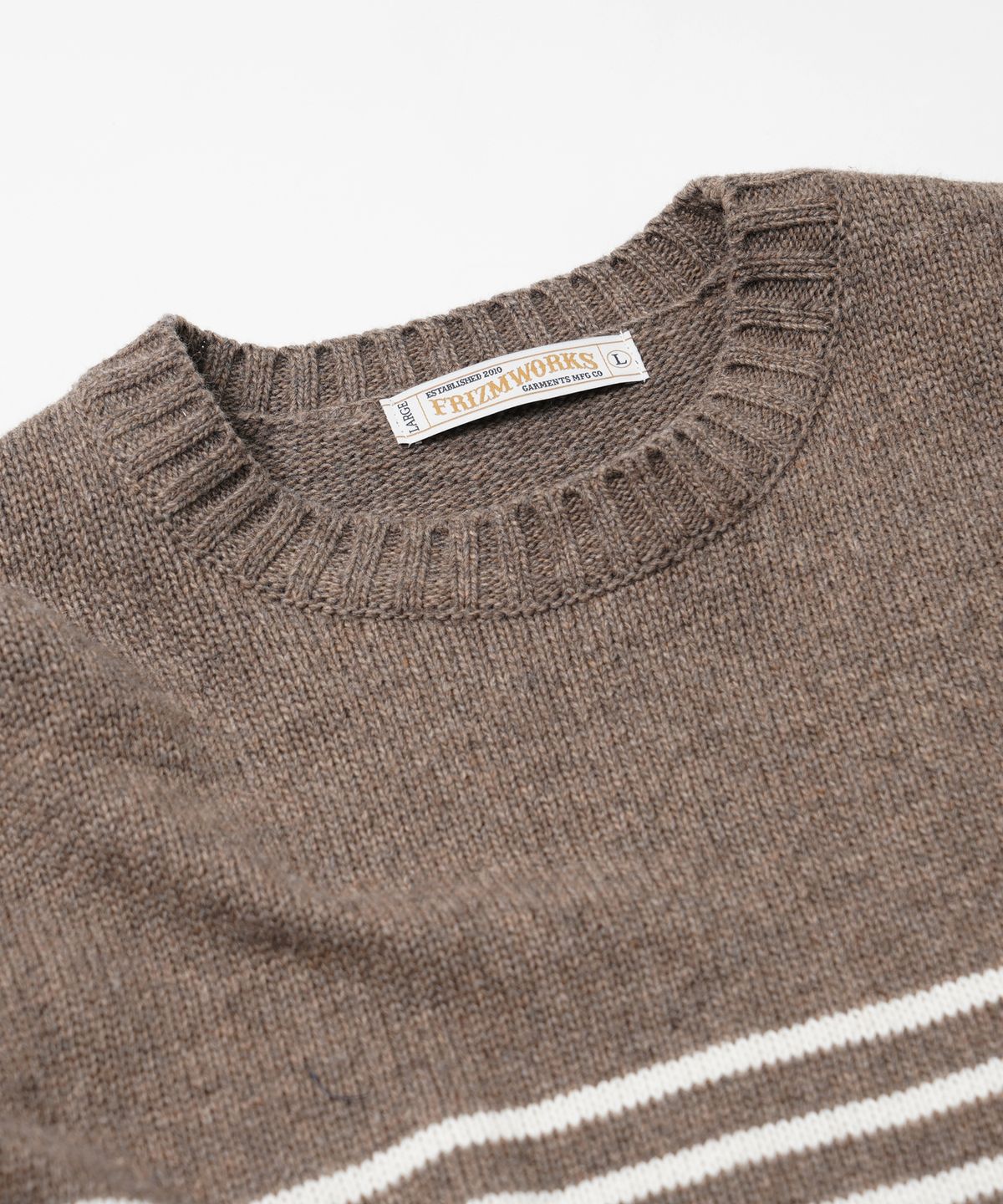 프리즘웍스(FRIZMWORKS) WOOL STRIPE RELAX KNIT _ BEIGE