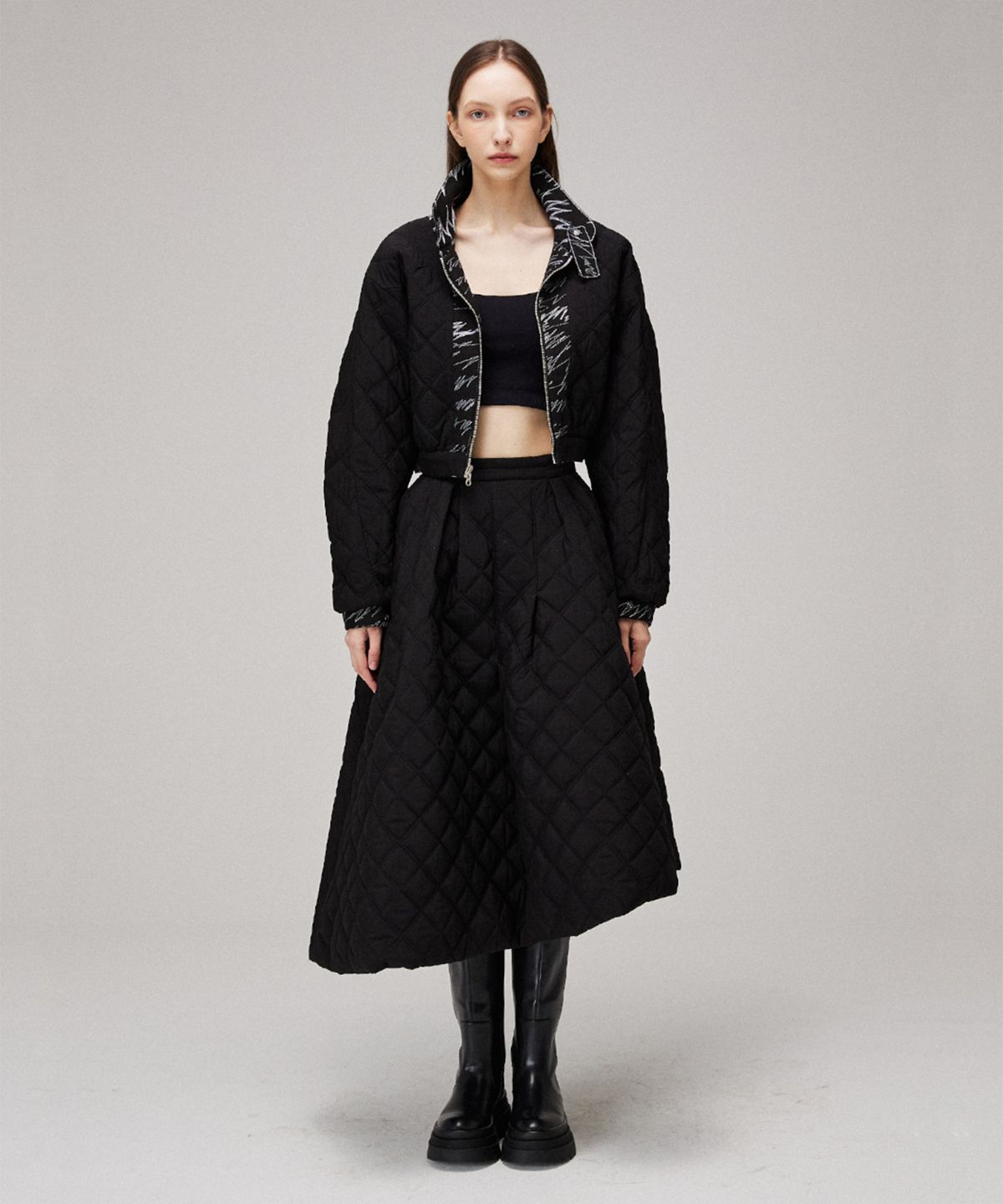 므아므(MMAM) Unbalance quilting balloon skirt