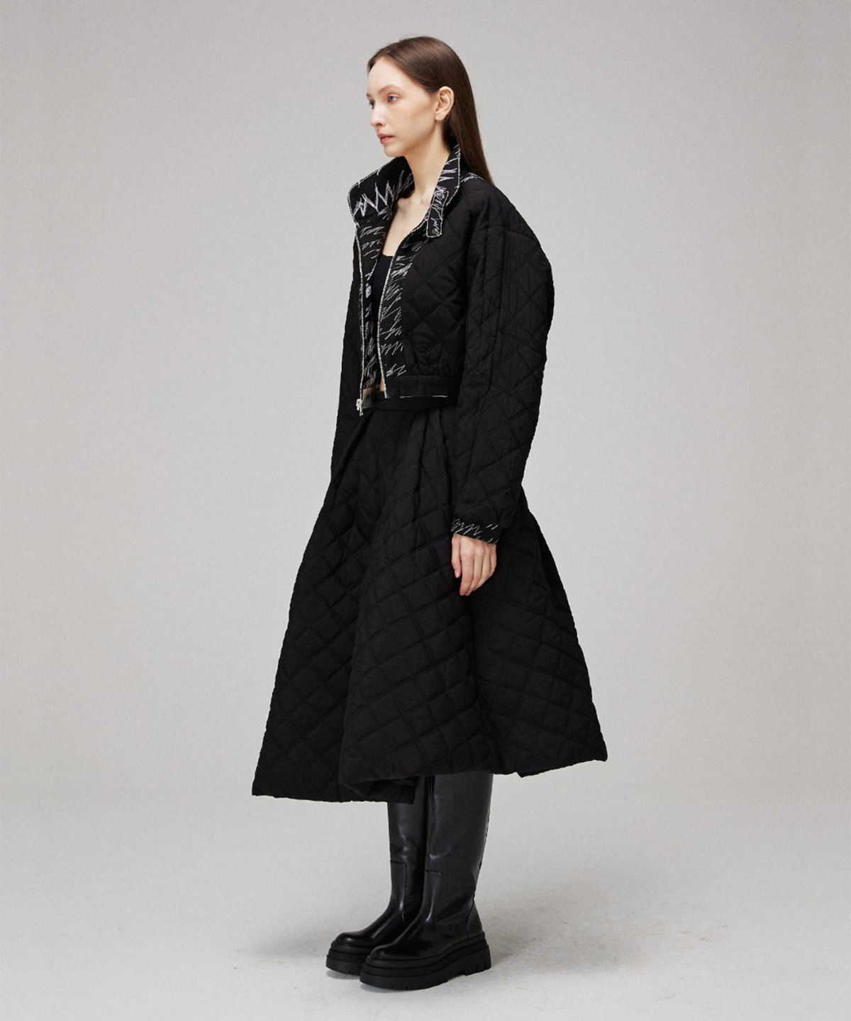 므아므(MMAM) Unbalance quilting balloon skirt