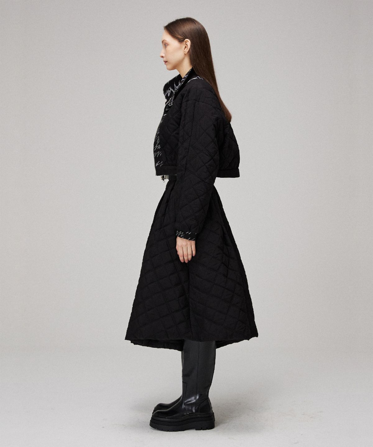 므아므(MMAM) Unbalance quilting balloon skirt