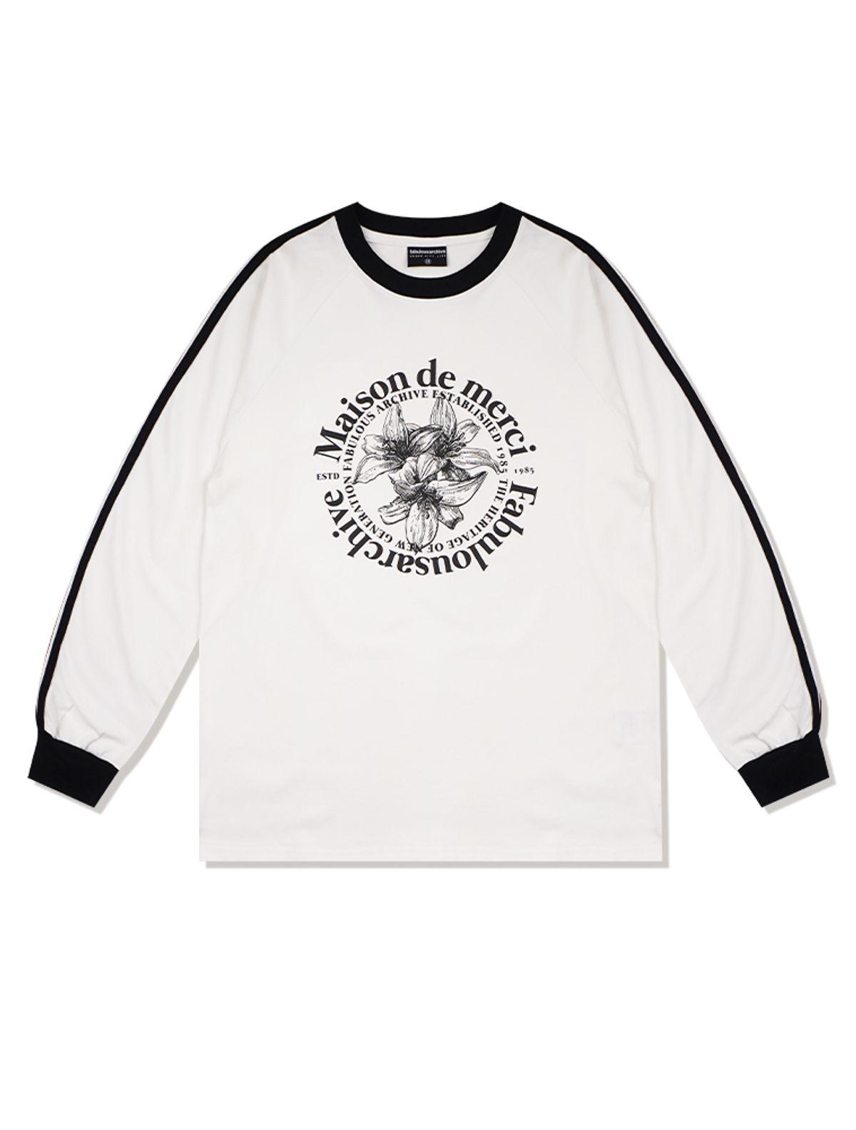 라 메종 스튜디오(LA MAISON STUDIO) UNISEX 르리스 라글란 라인배색 롱 슬리브 화이트블랙(FCD3TS801M)