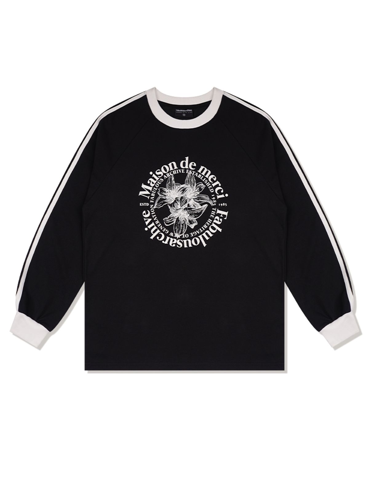 라 메종 스튜디오(LA MAISON STUDIO) UNISEX 르리스 라글란 라인배색 롱 슬리브 블랙화이트(FCD3TS801M)