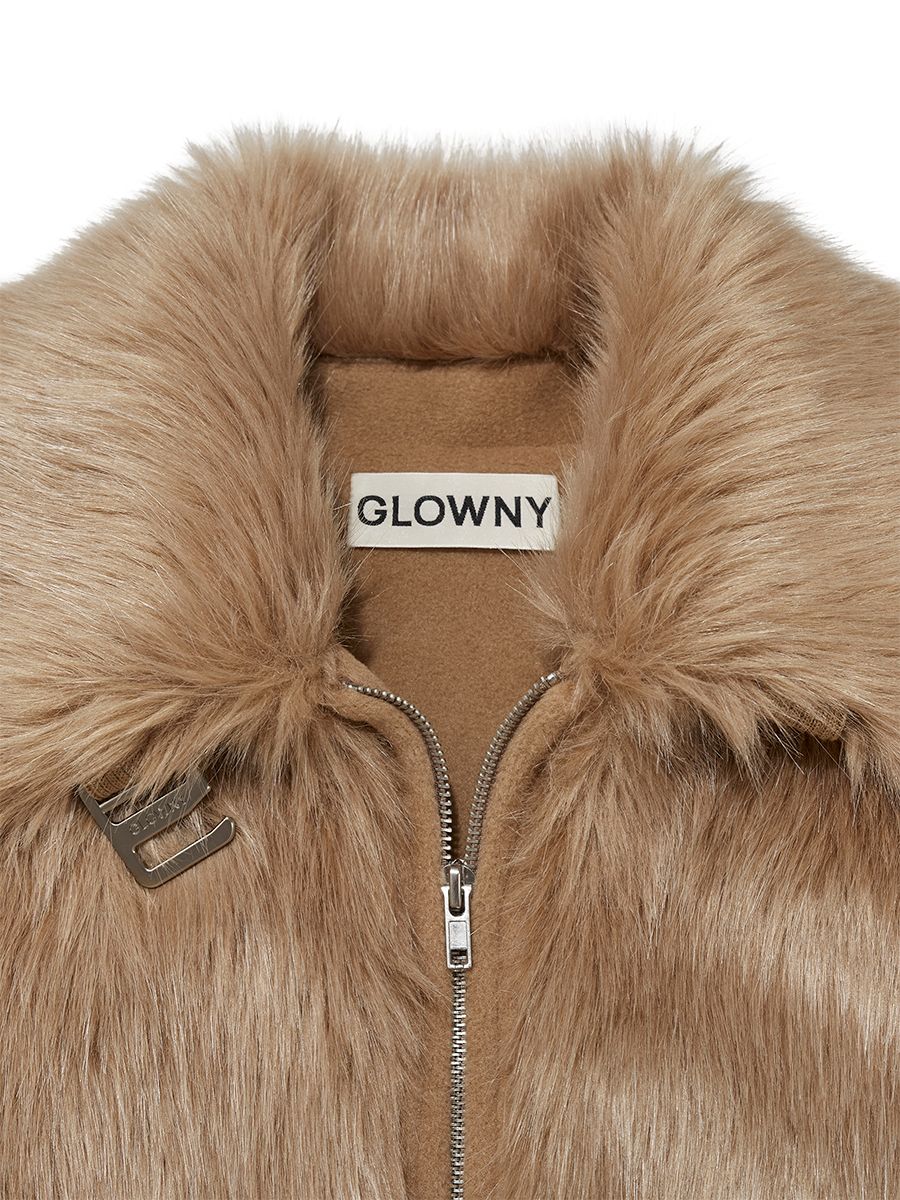 MUSINSA | GLOWNY LIVAN FUR JACKET (CAMEL)