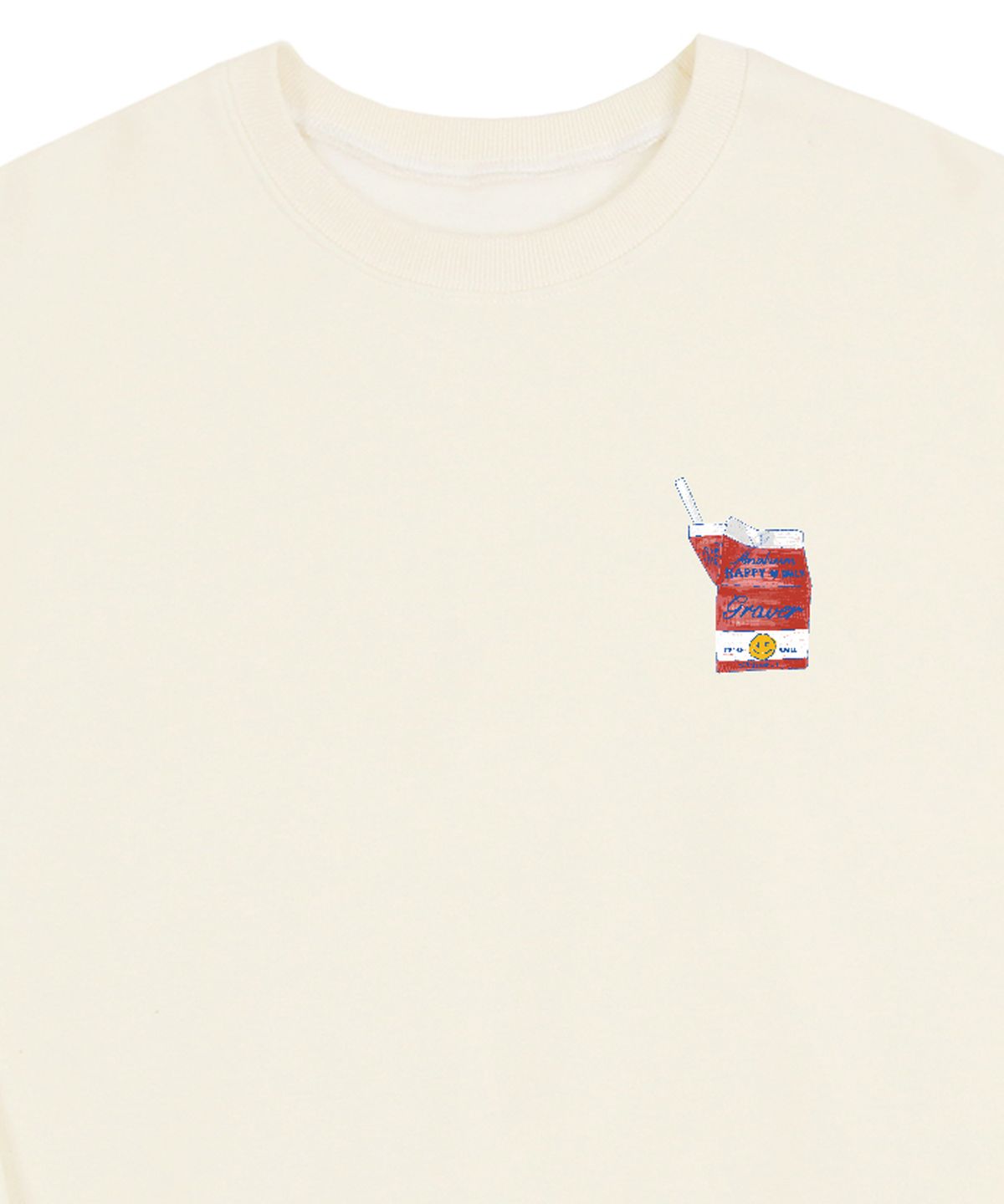그레이버(GRAVER) [UNISEX]도트 스마일 밀크팩 맨투맨_크림