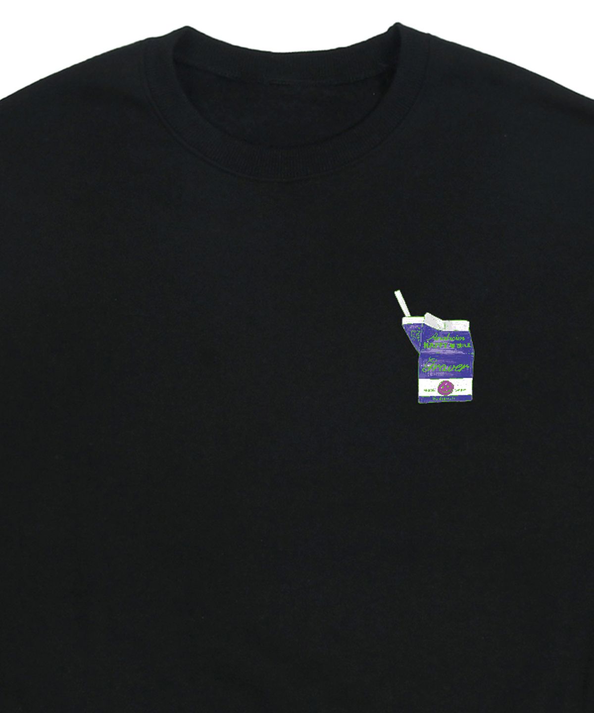 그레이버(GRAVER) [UNISEX]도트 스마일 밀크팩 맨투맨_블랙