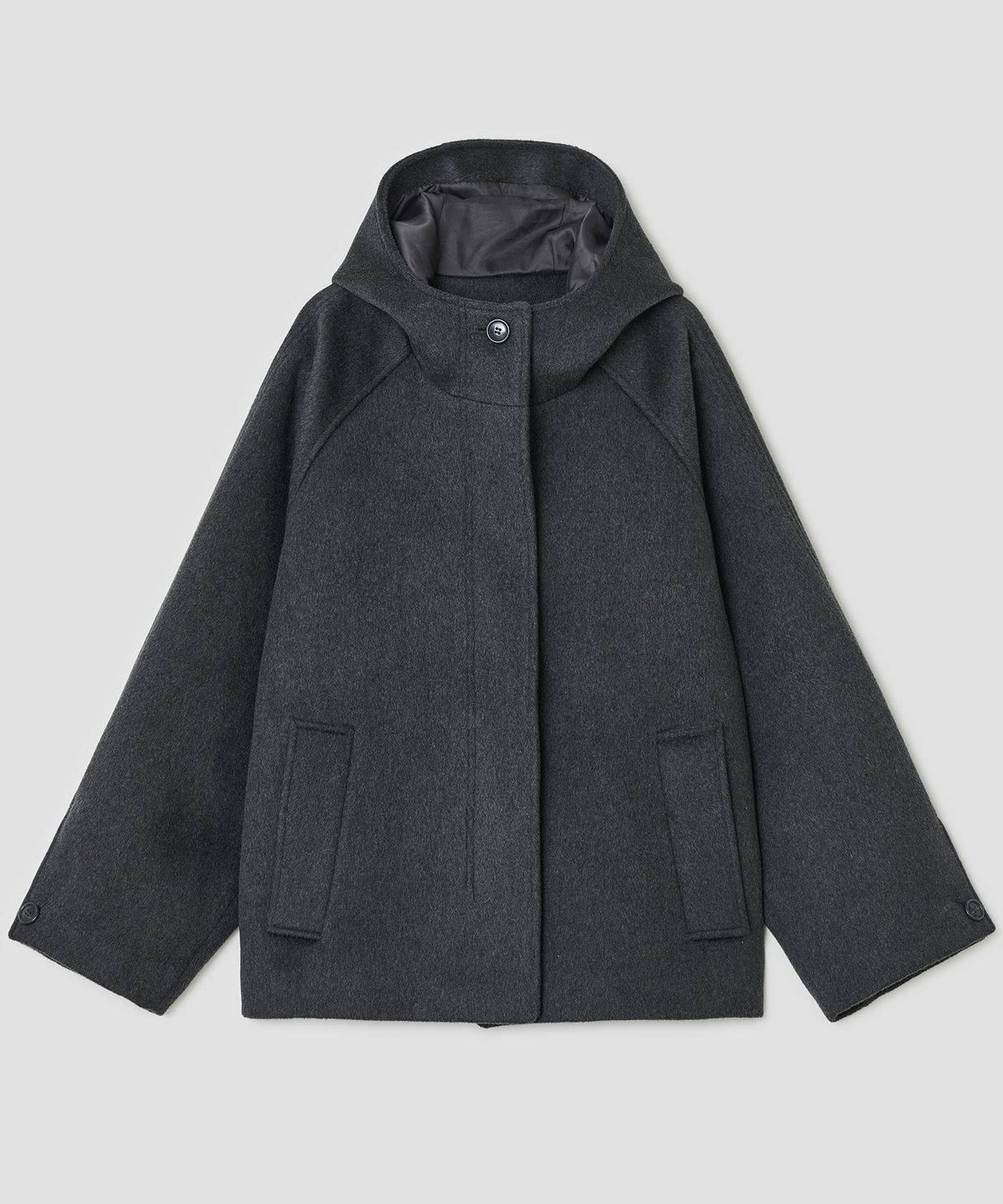 타입서비스(TYPESERVICE) Hooded Half Coat [Charcoal]