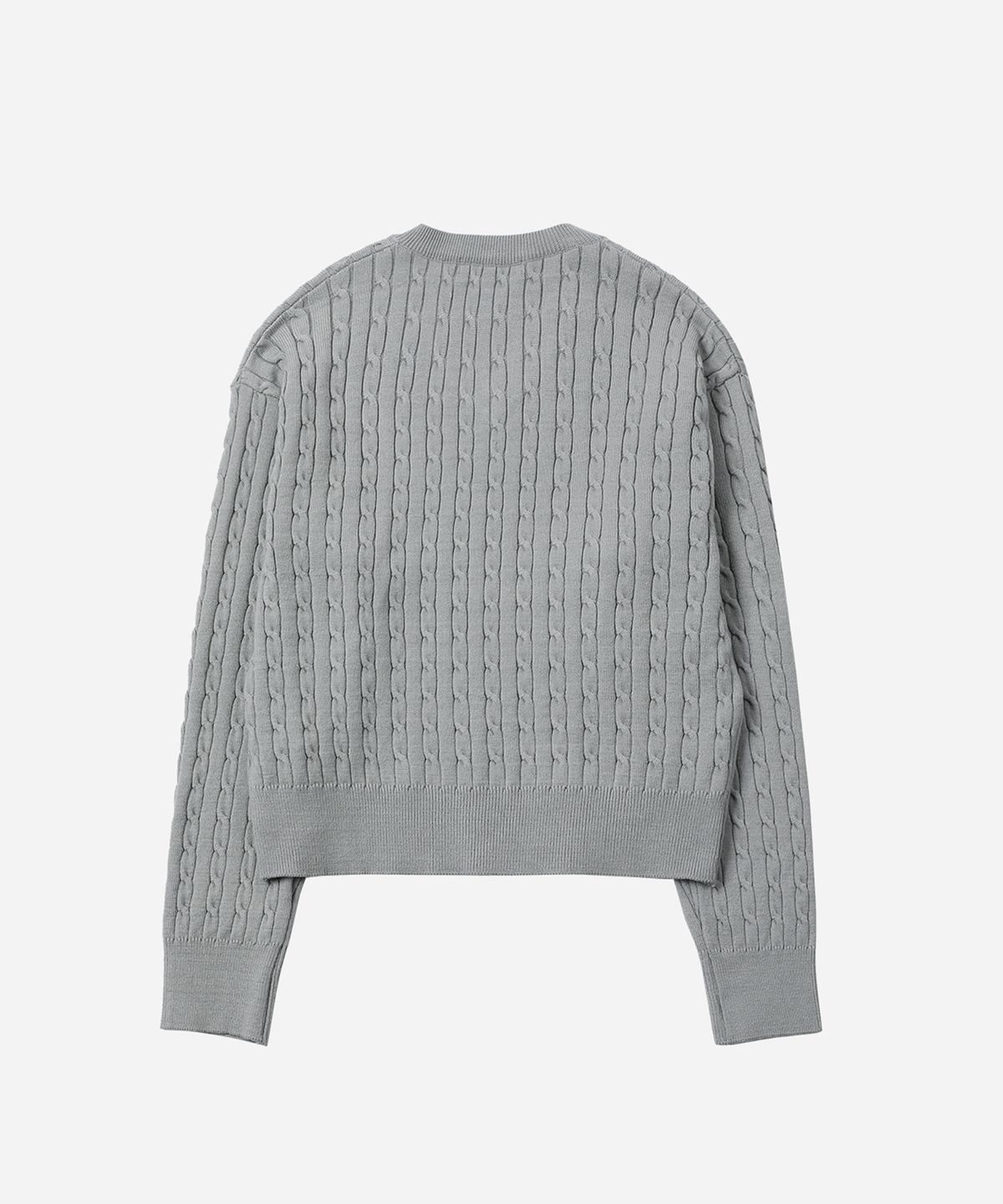 솔트앤초콜릿(SALT AND CHOCOLATE) SAC 로고 케이블 브이넥 니트 라이트그레이 4W2316001