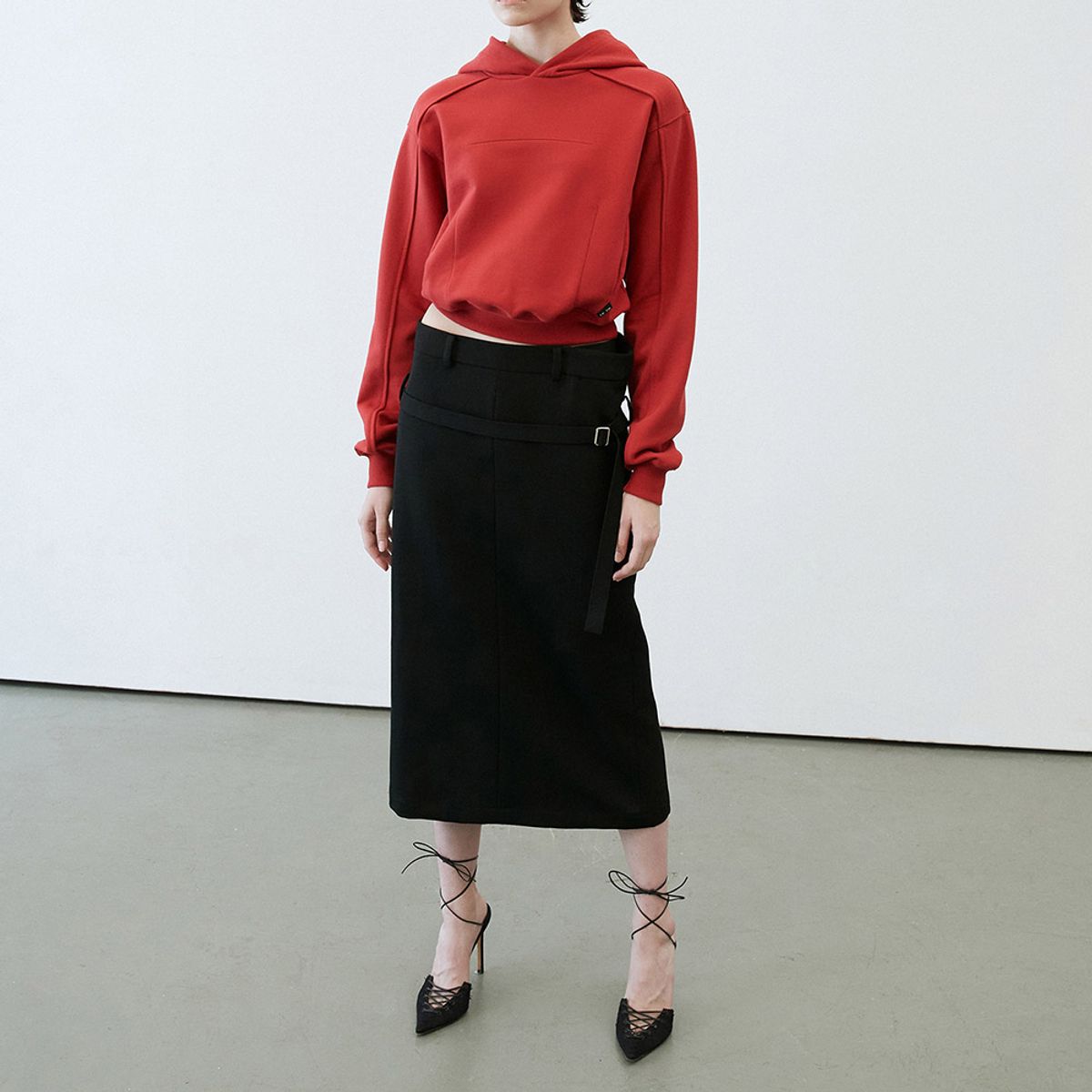 엘씨디씨티엠(LCDC™) TEXTURED TWILL UNBLANCED POCKET SKIRT