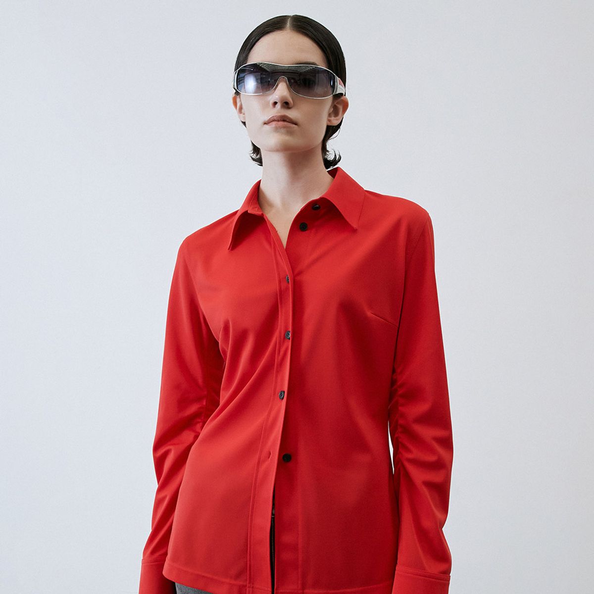엘씨디씨티엠(LCDC™) SHIRRED-DETAIL SLIM-FIT SHIRT