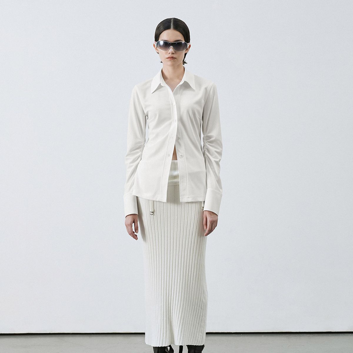엘씨디씨티엠(LCDC™) SHIRRED-DETAIL SLIM-FIT SHIRT