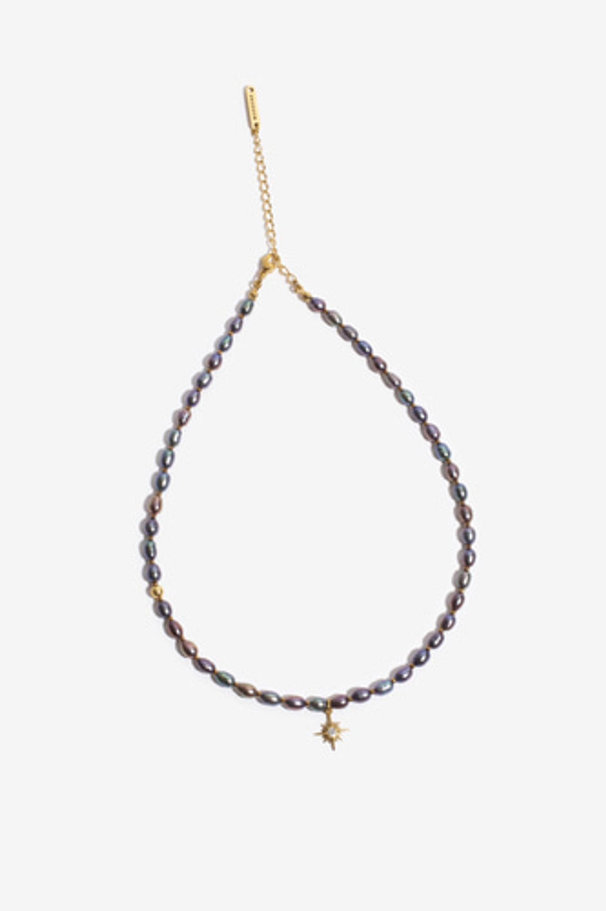 모드곤(MODGONE) 골드톤 별장식 블루그레이 담수진주목걸이StarPendant Bluegray pearl necklace