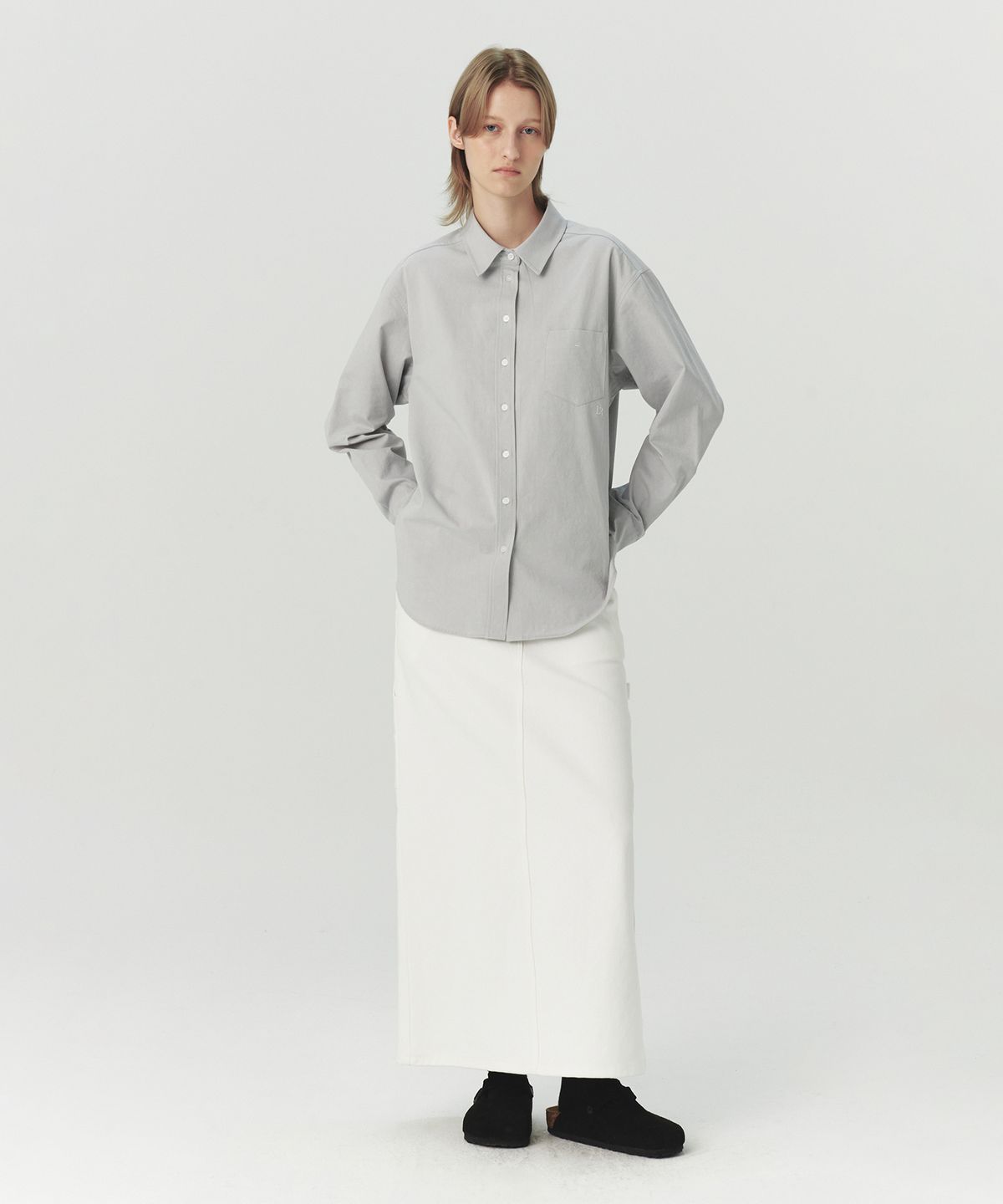 르바(LEVAR) Garment Dyeing Cotton Carpenter Skirt - Warm White