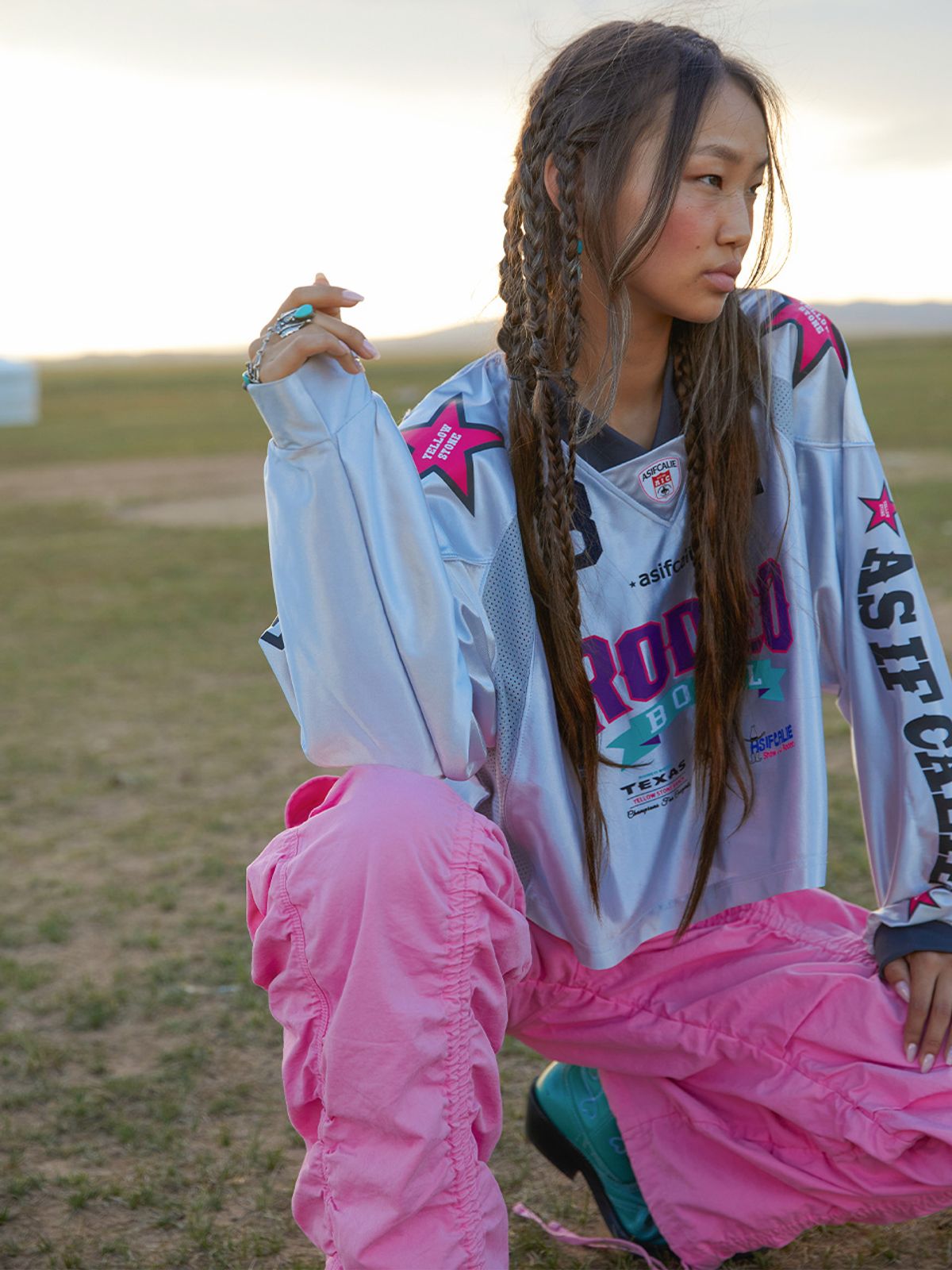 에즈이프 캘리(ASIF CALIE) RODEO CROP FOOTBALL JERSEY LIGHTGRAY