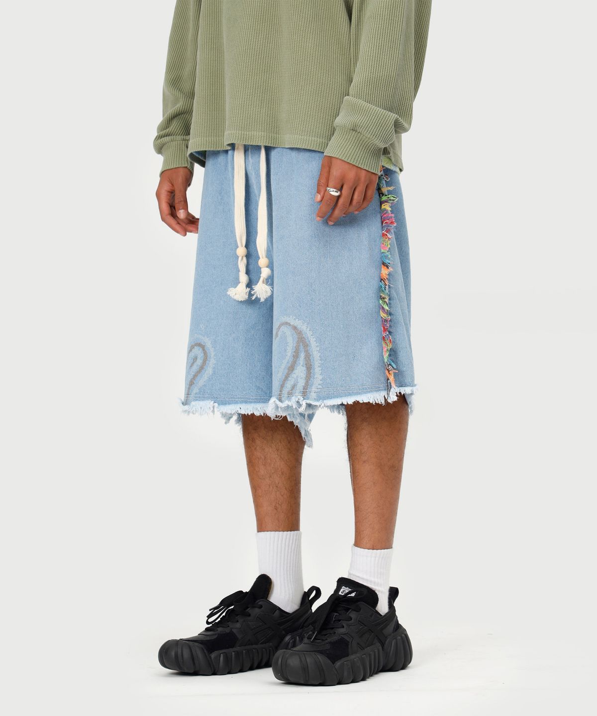 에씰미(ESEELMI) HP PAISLEY 1/2 PANTS (ver. DENIM LIGHT BLUE)