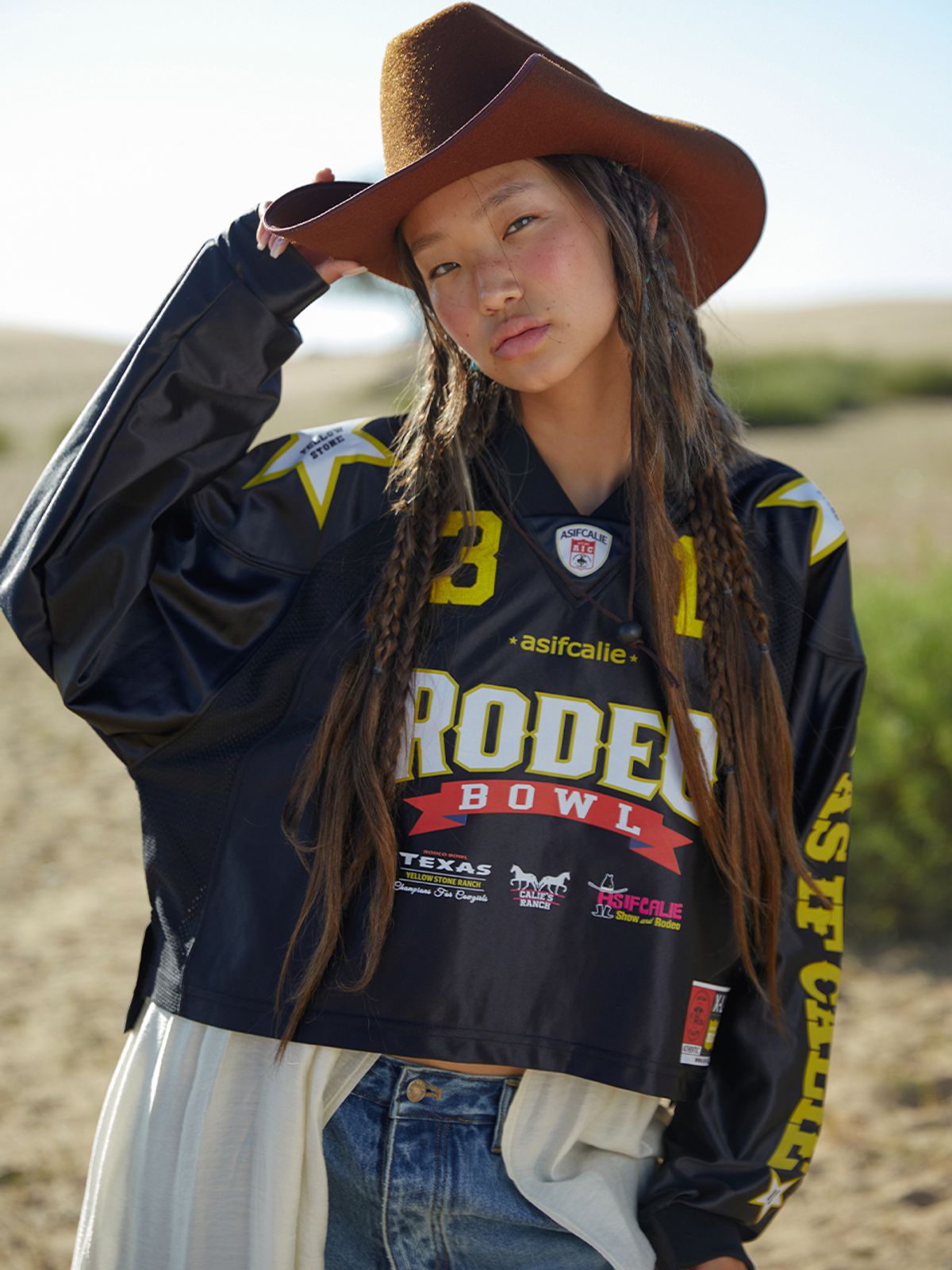 에즈이프 캘리(ASIF CALIE) RODEO CROP FOOTBALL JERSEY BLACK