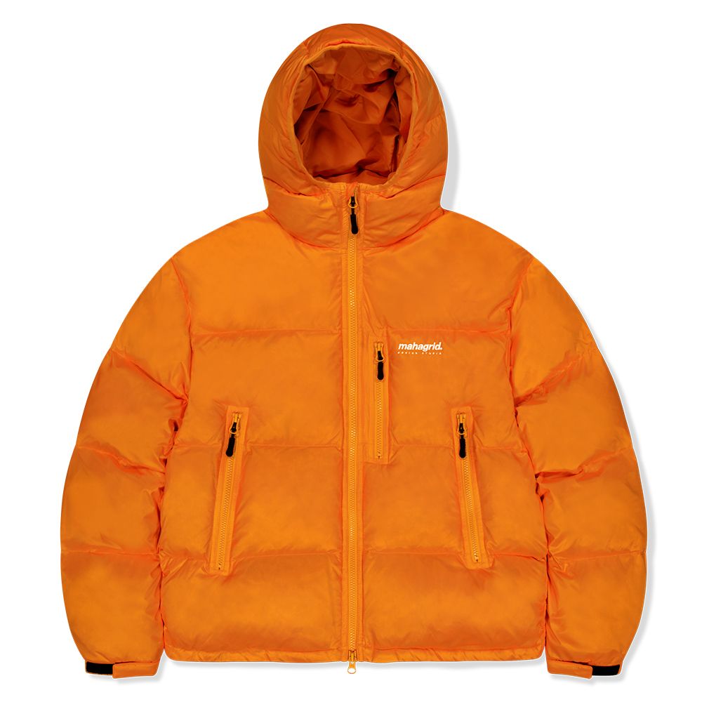 MUSINSA | MAHAGRID HOODED DOWN PUFFER ORANGE(MG2DWMB902A)