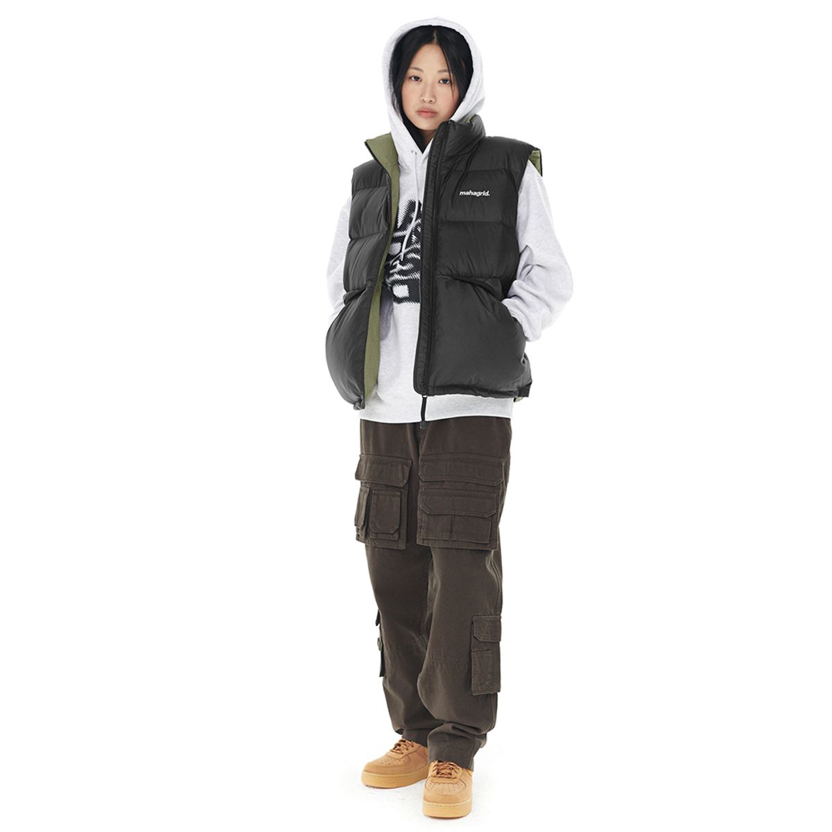 마하그리드(MAHAGRID) REVERSIBLE DOWN VEST BLACK(MG2DWMB990A)