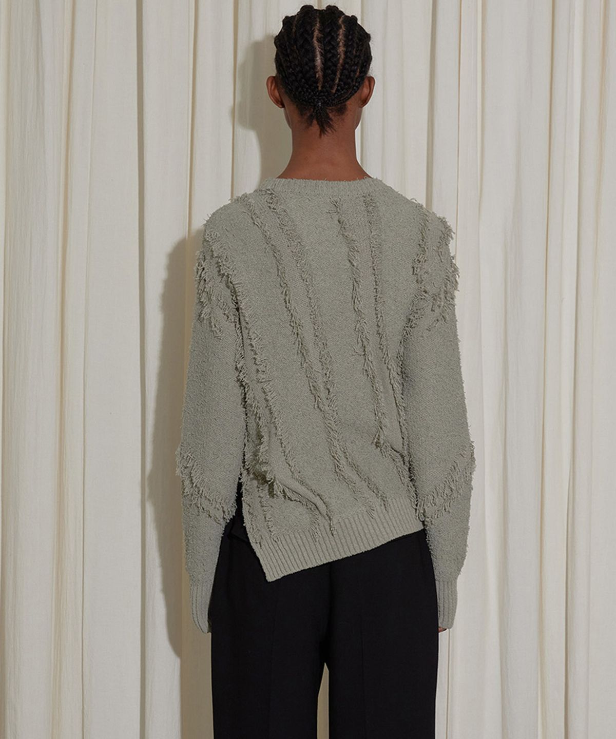 엔오르(EN OR) FRINGE CUT OUT KNIT - MINT