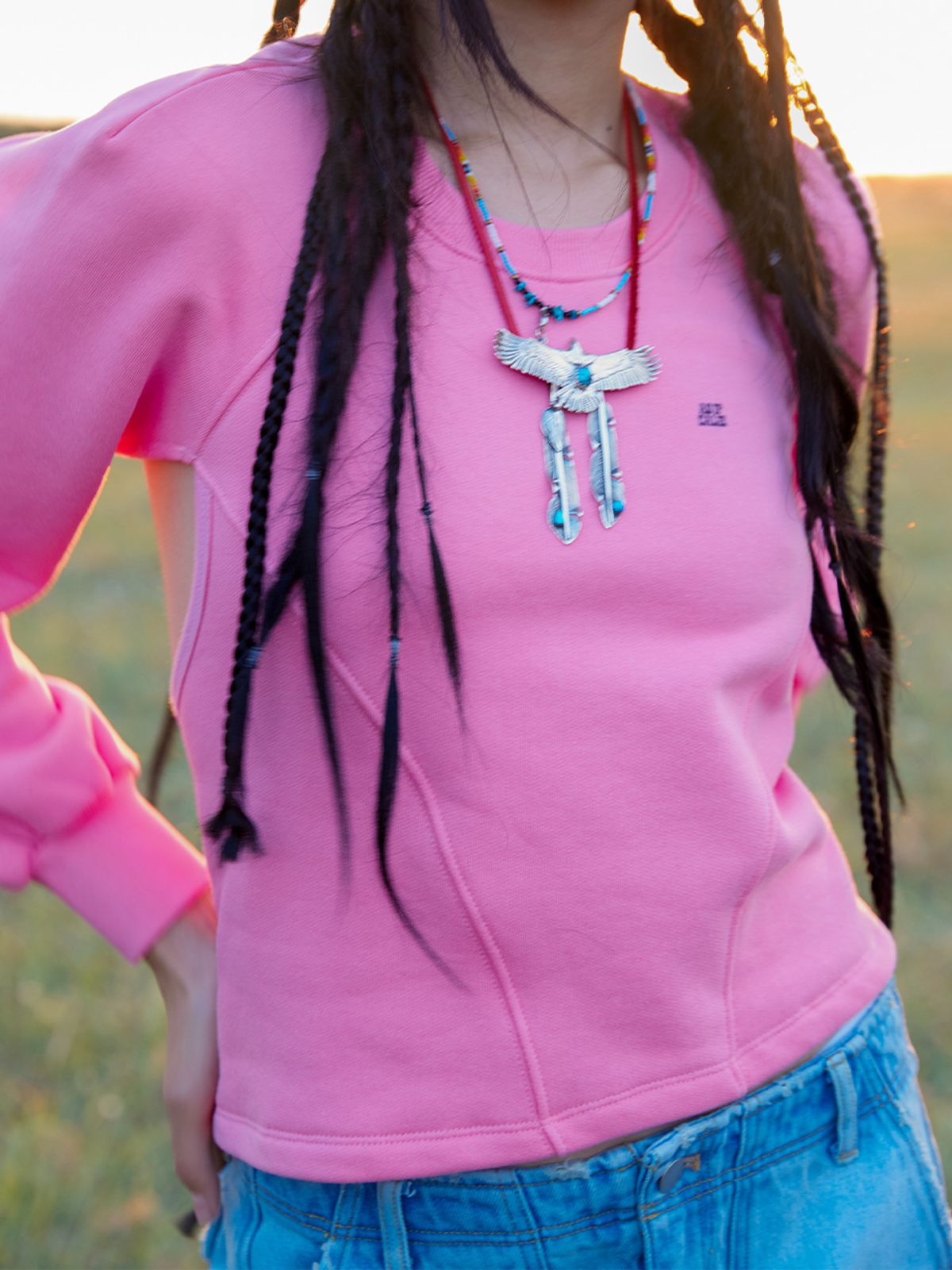 에즈이프 캘리(ASIF CALIE) BACK STRING SWEATSHIRT PINK