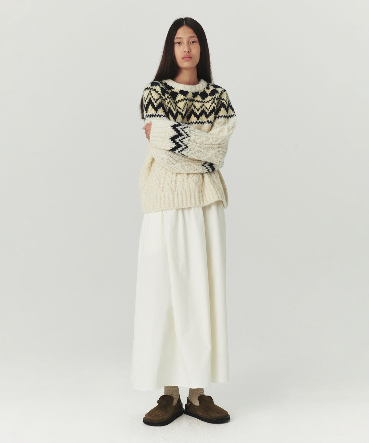 르바(LEVAR) Layered Half-Sleeve Dress - Warm White