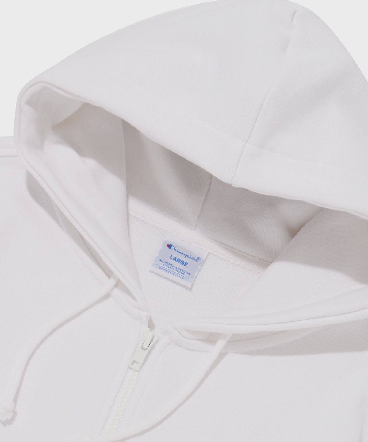 챔피온(CHAMPION) 베이직 C로고 후드 집업 White