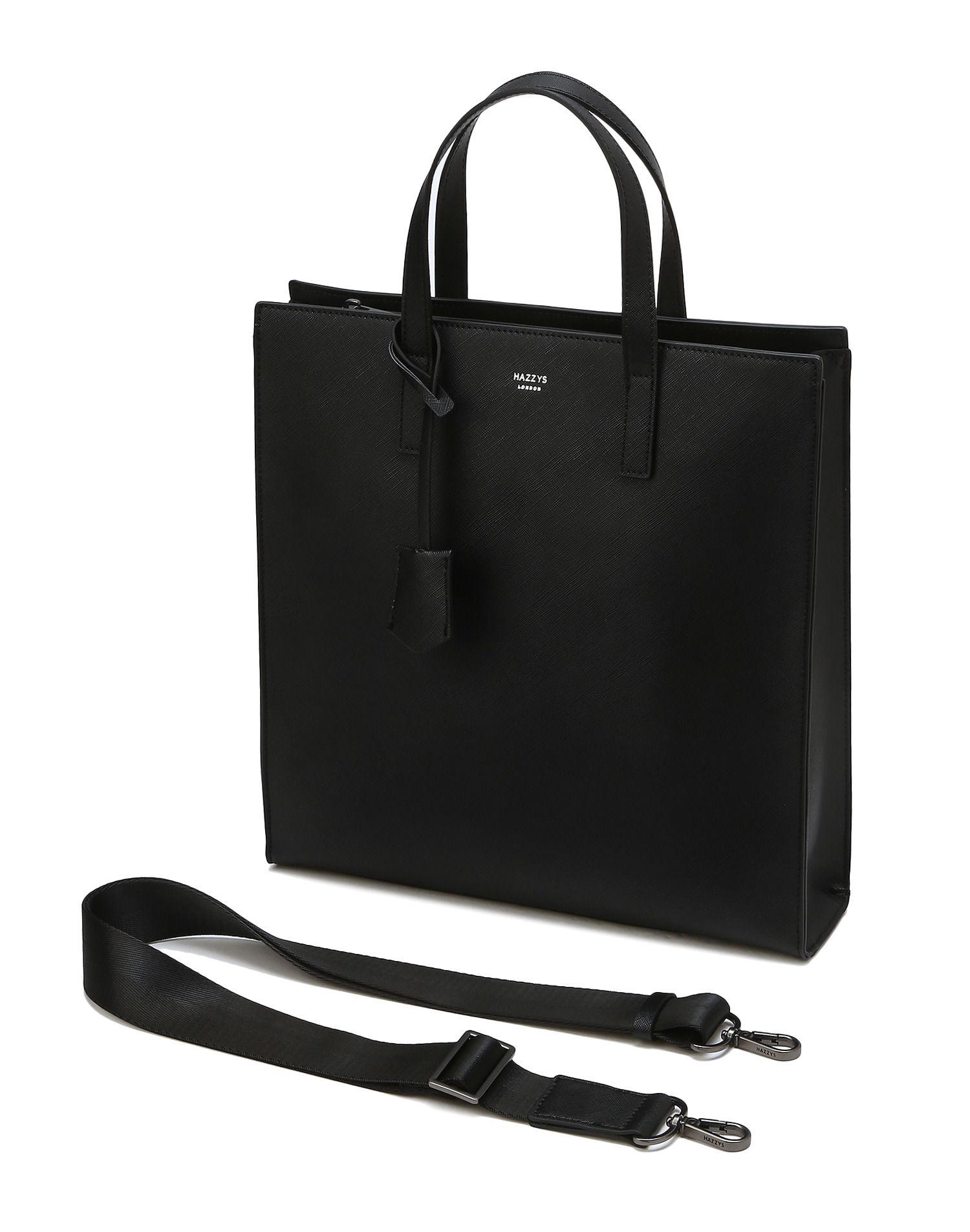 ★韓国の人気★[HAZZYS] Premium Logo Patch Leather Tote Bag M MUSINSA | HAZZYS MEN ACC [KEVIN] Black monochrome leather