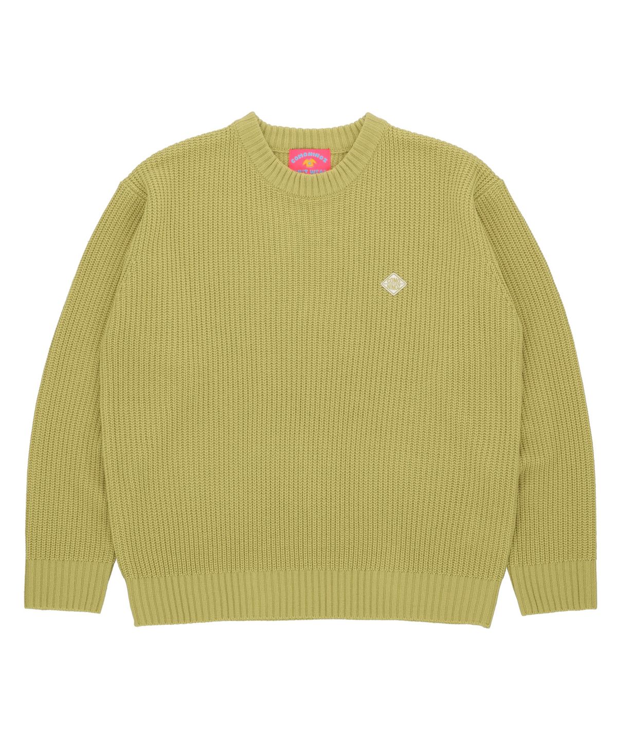 꼬모니노즈(COMONINOZ) BASIC CREW NECK KNIT [OLIVE GREEN]