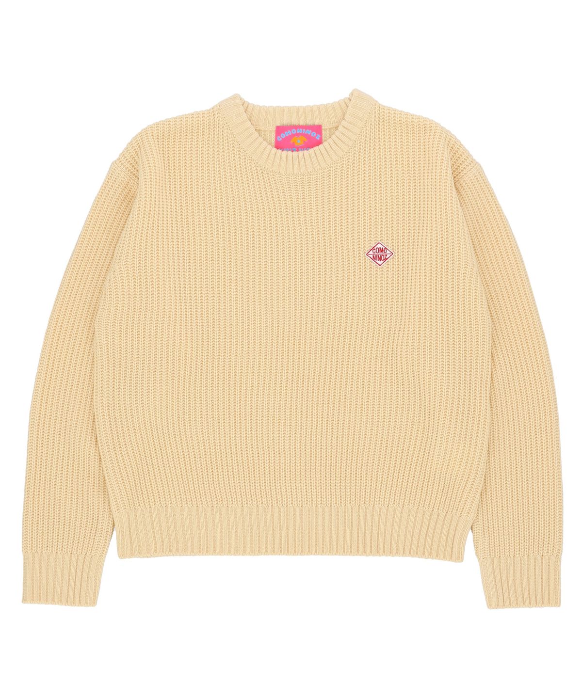 꼬모니노즈(COMONINOZ) BASIC CREW NECK KNIT [CREAM]