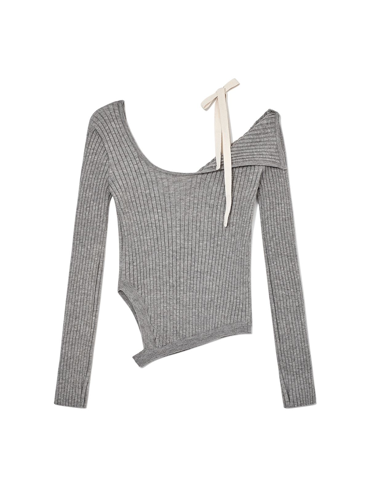 글로니(GLOWNY) ISA ASYMMETRICAL KNIT TOP (GRAY)