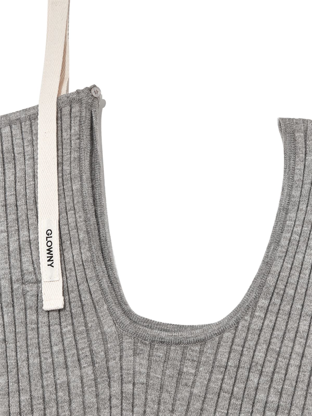 글로니(GLOWNY) ISA ASYMMETRICAL KNIT TOP (GRAY)