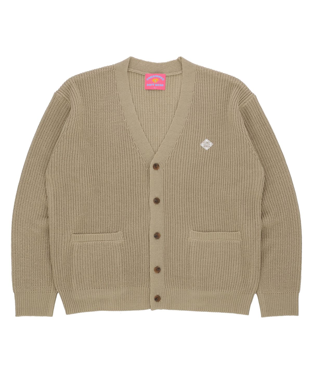 꼬모니노즈(COMONINOZ) LOGO BASIC CARDIGAN [BEIGE]