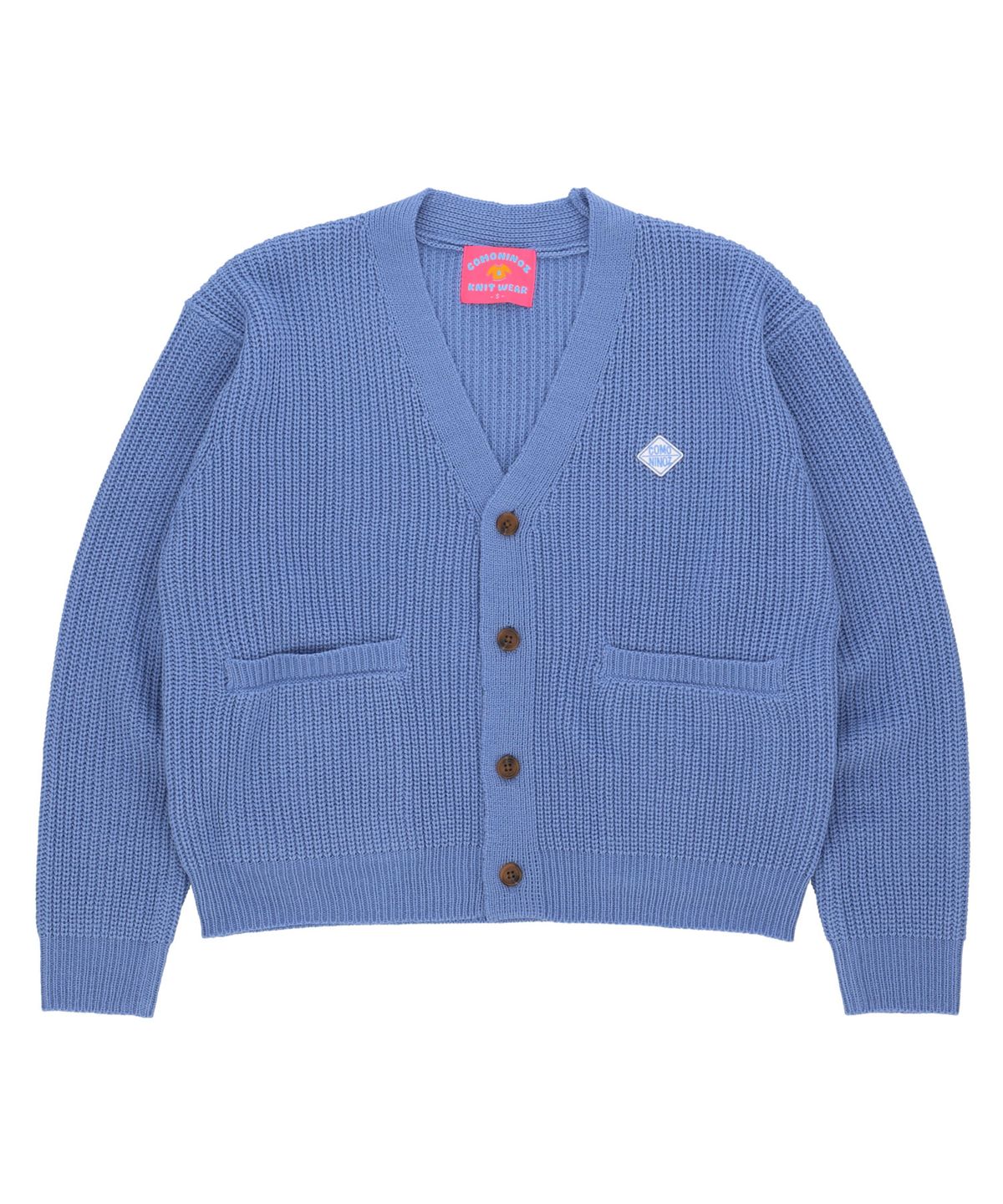 꼬모니노즈(COMONINOZ) LOGO BASIC CARDIGAN [BLUE]