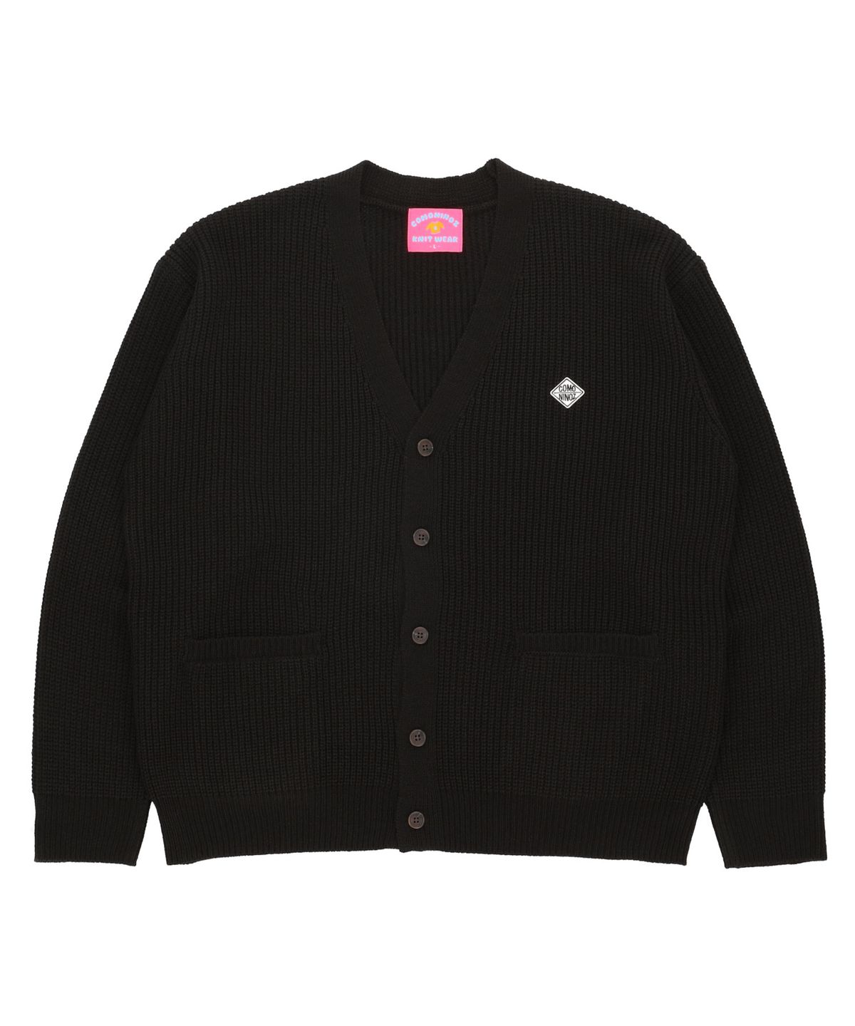 꼬모니노즈(COMONINOZ) LOGO BASIC CARDIGAN [BLACK]