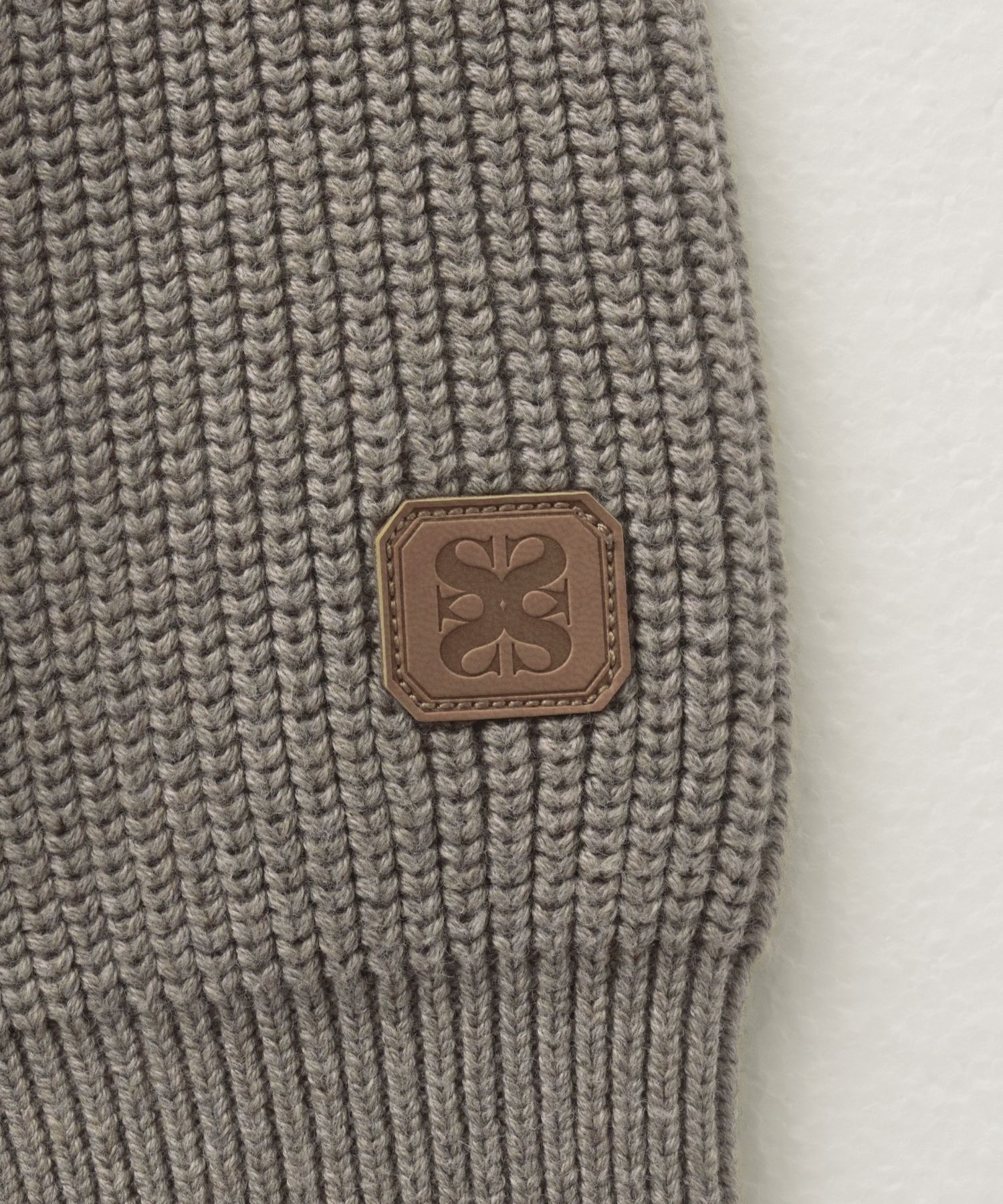 ◆SATUR◆ Applique Logo Cashmere Blend Hooded Knit Taupe Bro MUSINSA | SATUR Applique Logo Cashmere Blend Hooded Knit