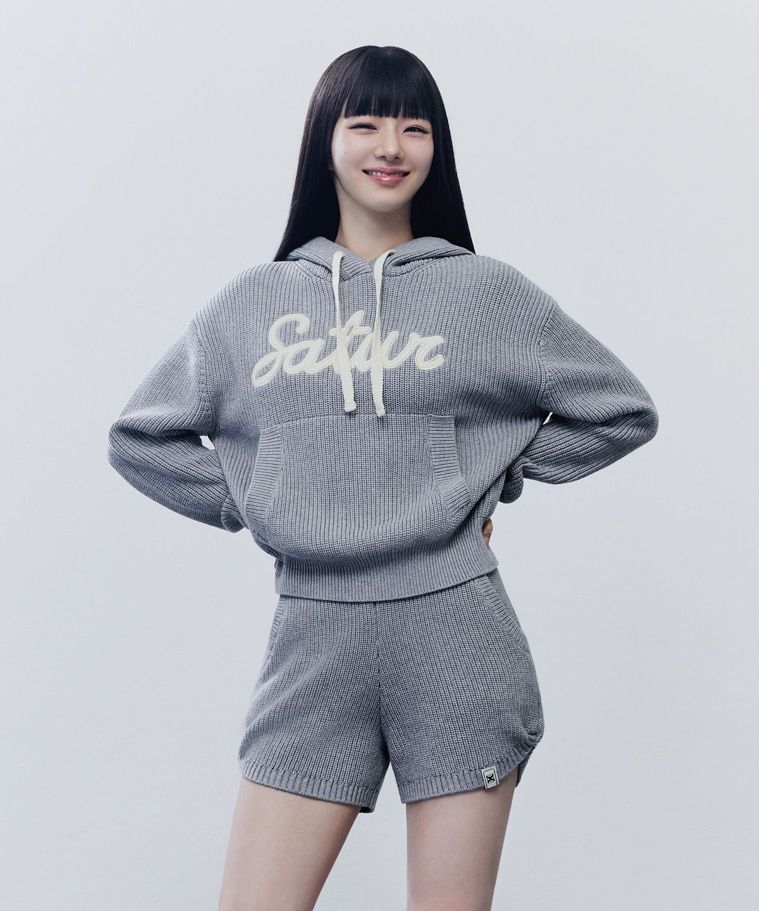 MUSINSA | SATUR Applique Logo Cashmere Blend Hooded Knit