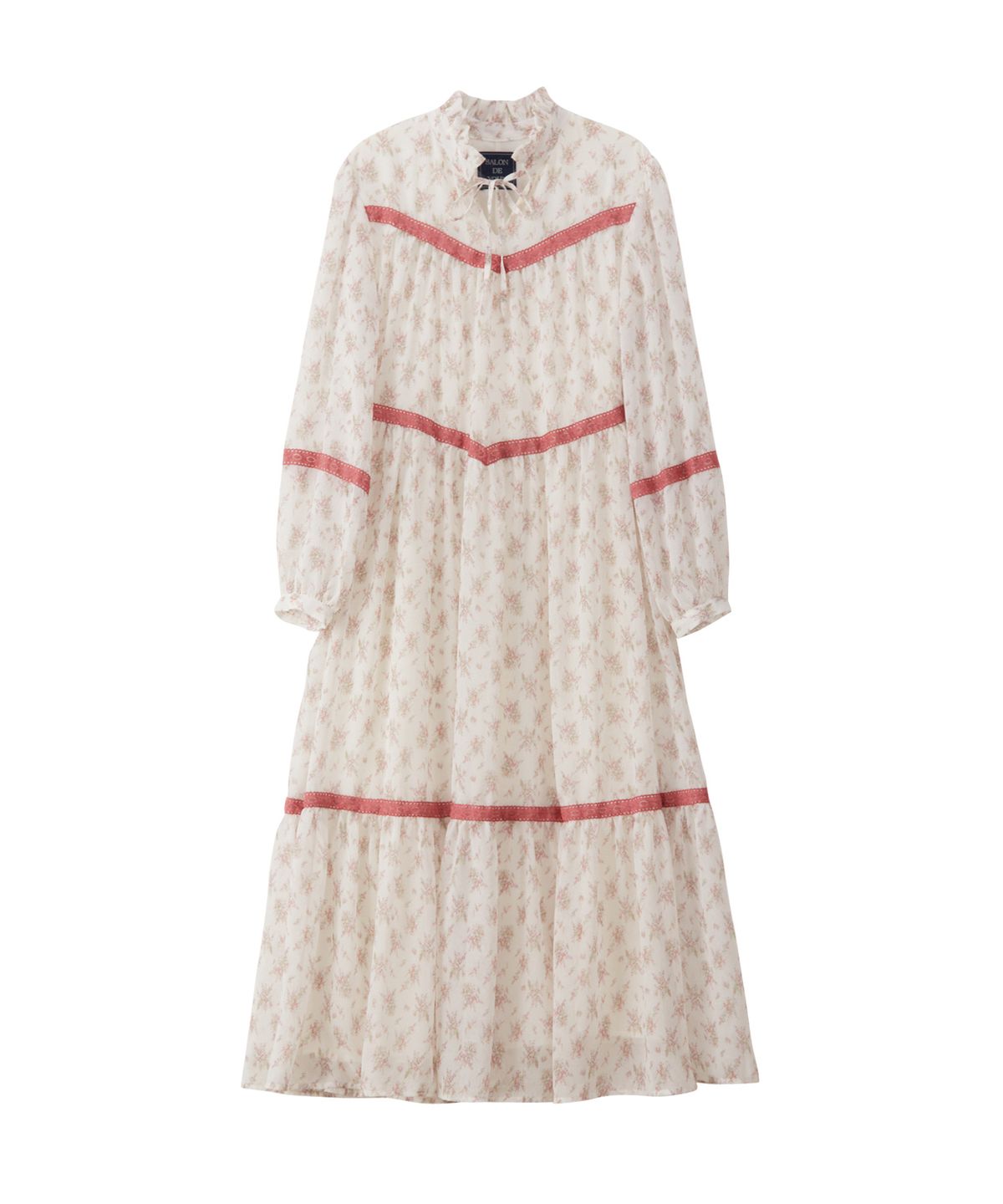 살롱 드 욘(SALON DE YOHN) Chiffon Lace Long Dress_ Ivory
