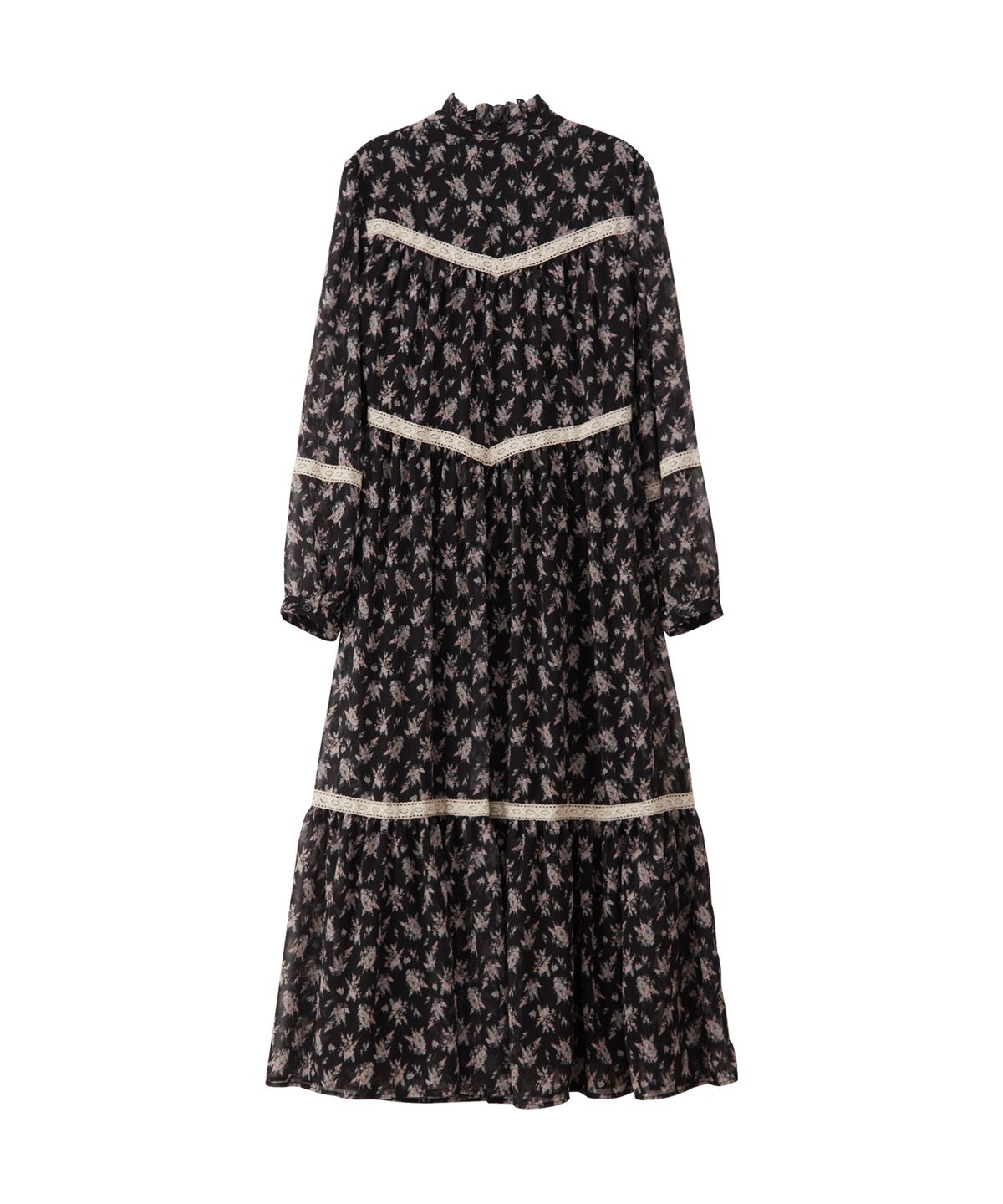 살롱 드 욘(SALON DE YOHN) Chiffon Lace Long Dress_ Black