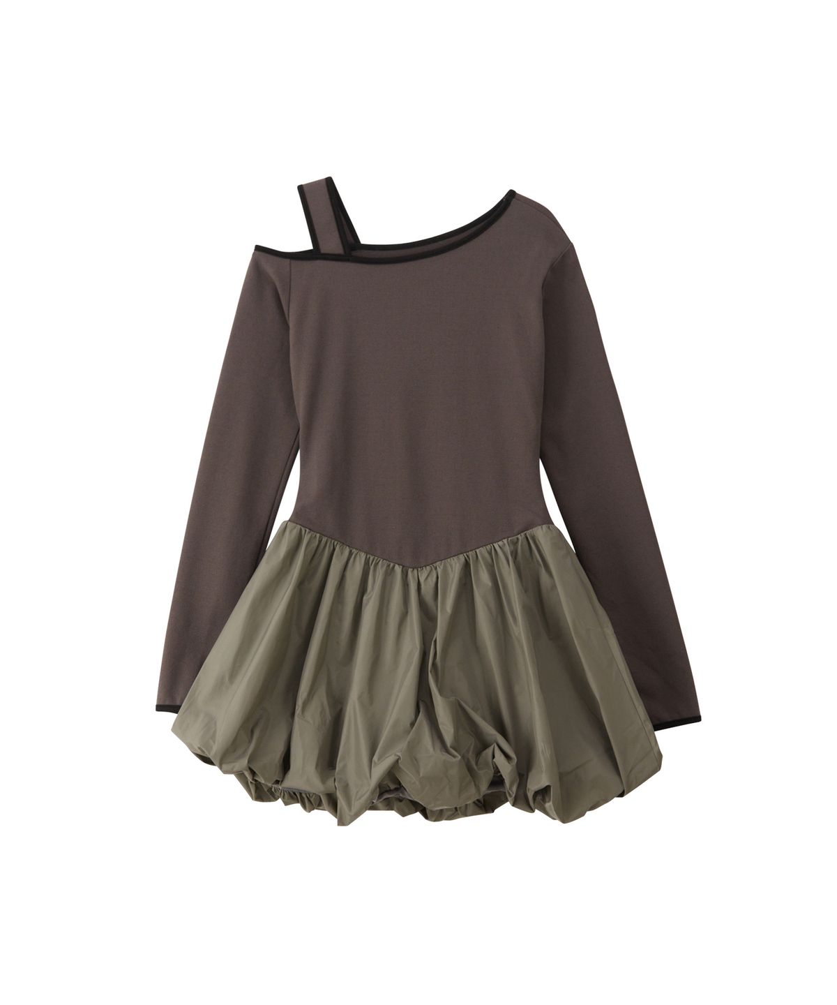 살롱 드 욘(SALON DE YOHN) Off Shoulder  Ballet Core Mini Dress_ Gray