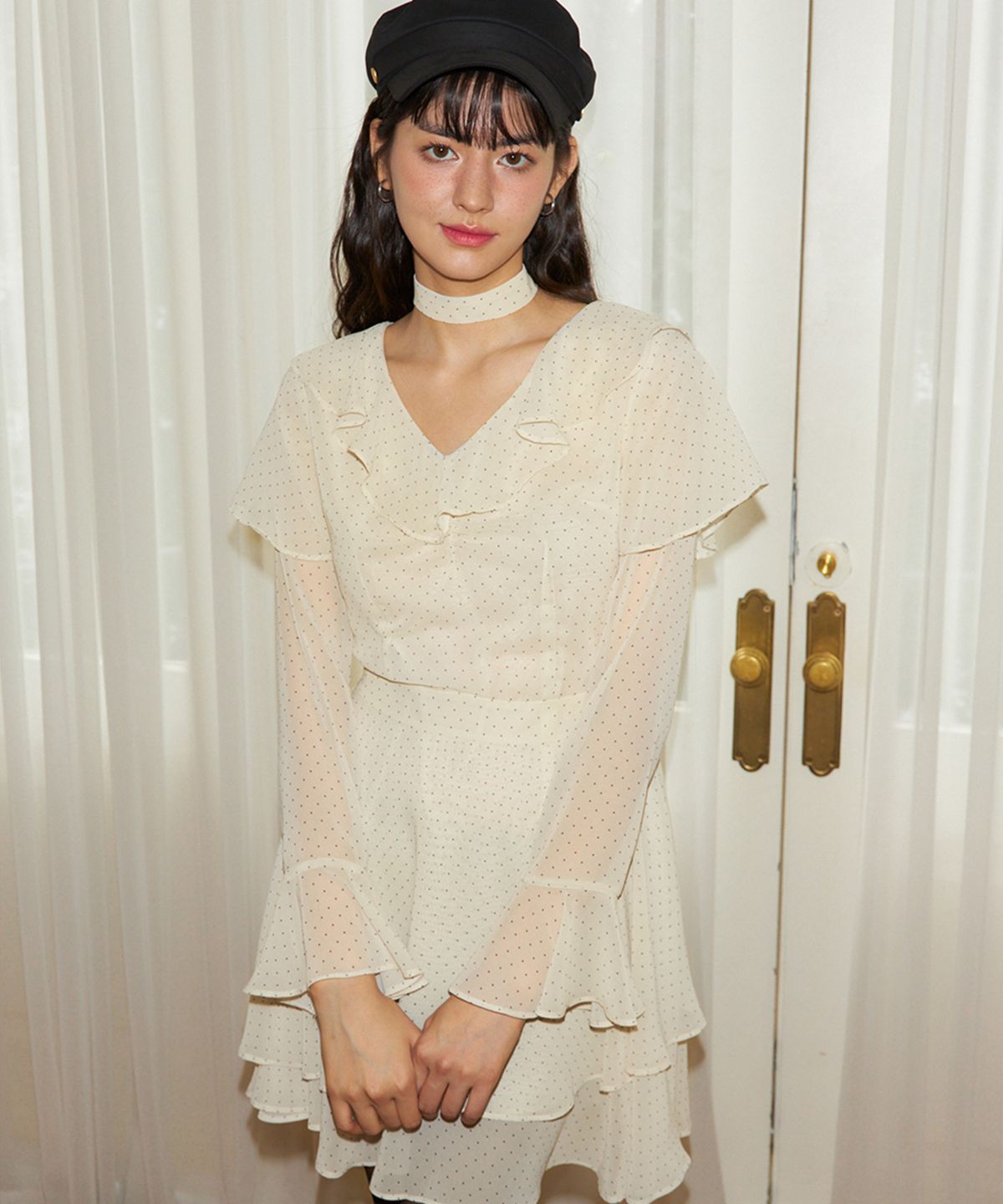 살롱 드 욘(SALON DE YOHN) Choker Chiffon Mini Dress_ Ivory