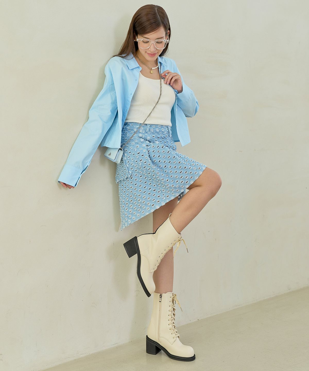 슈하이(SHOEHI) 리타 레이스업 워커 힐 부츠(2Colors)_B1715