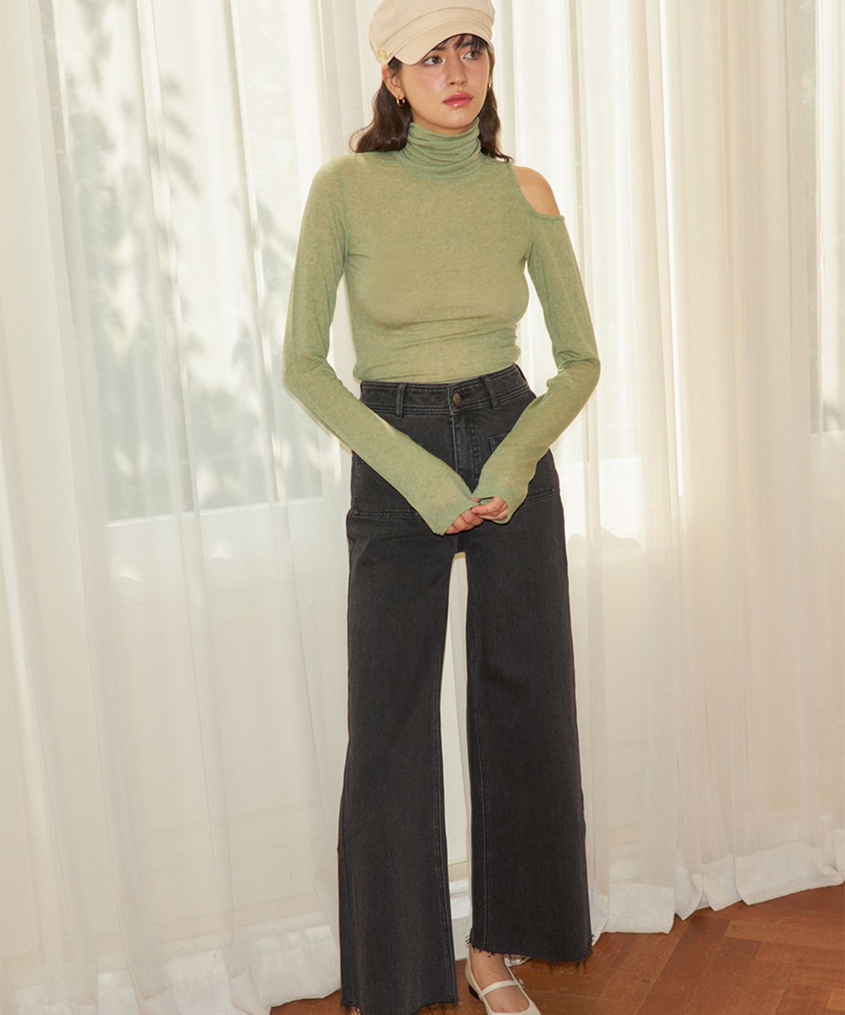 살롱 드 욘(SALON DE YOHN) Wide Denim Pants_ Dark Gray