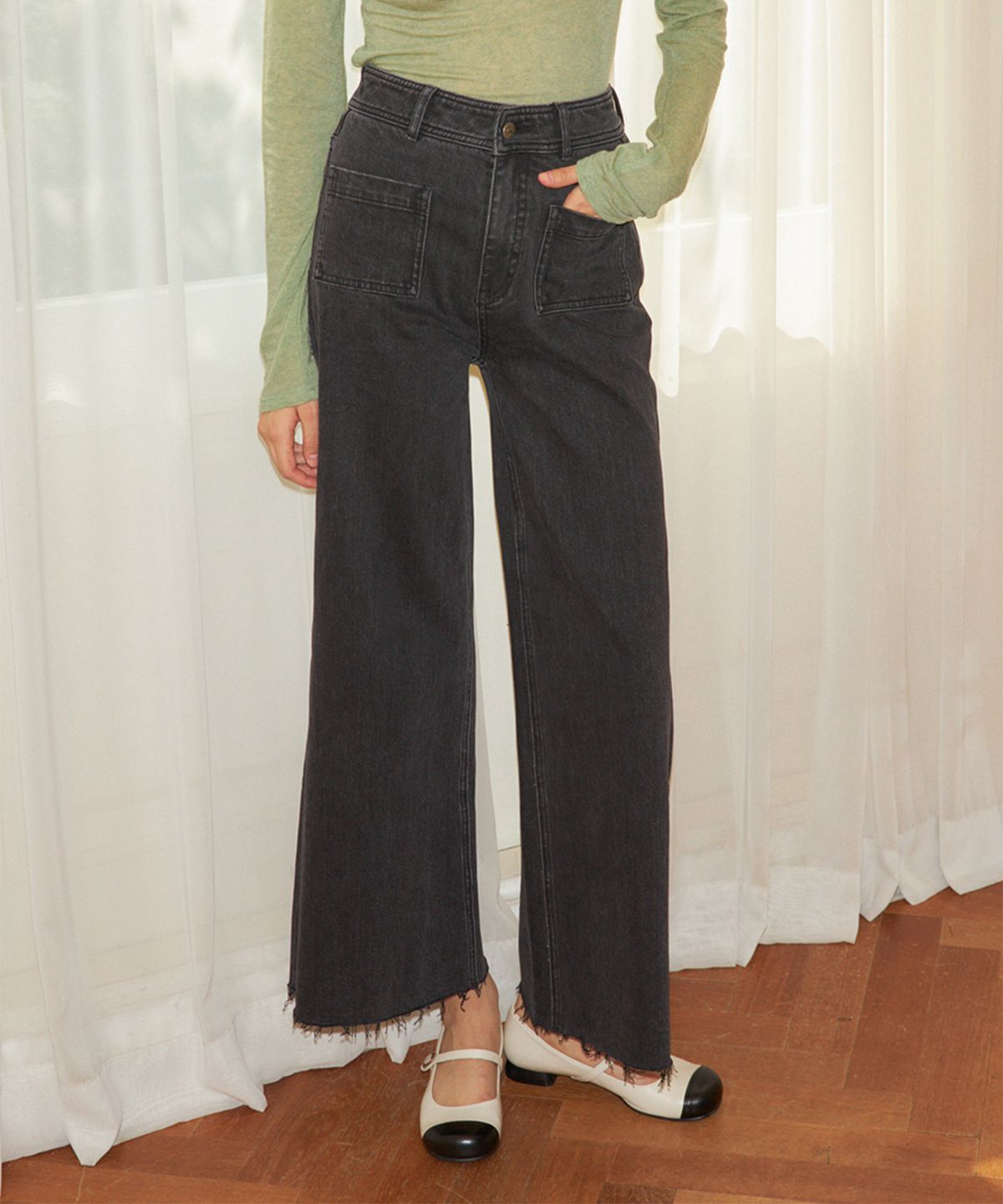 살롱 드 욘(SALON DE YOHN) Wide Denim Pants_ Dark Gray